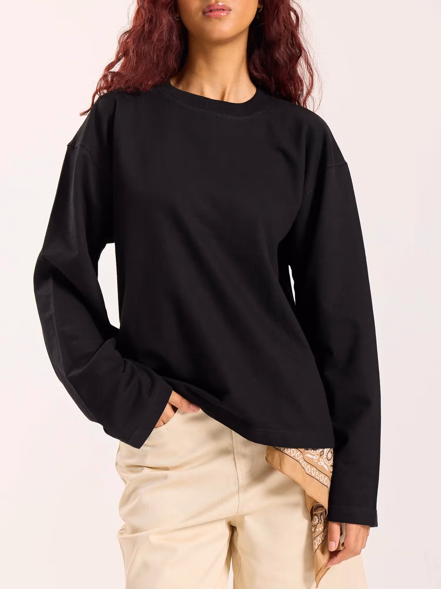Black Loose Fit Cropped T-Shirt image 5