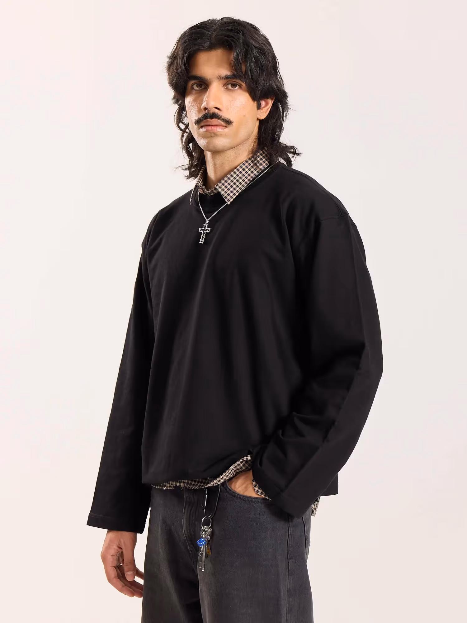 Black Loose Fit Cropped T-Shirt image 6