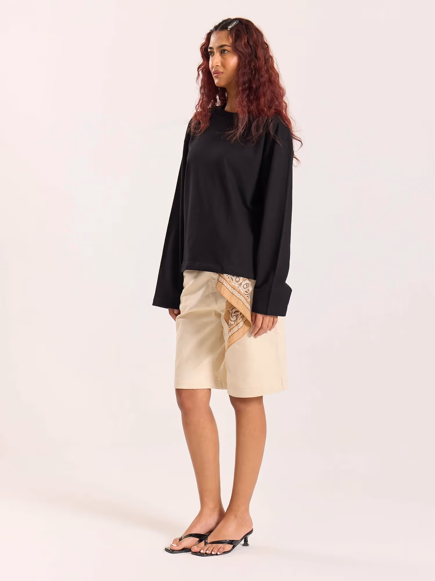 Black Loose Fit Cropped T-Shirt image 7