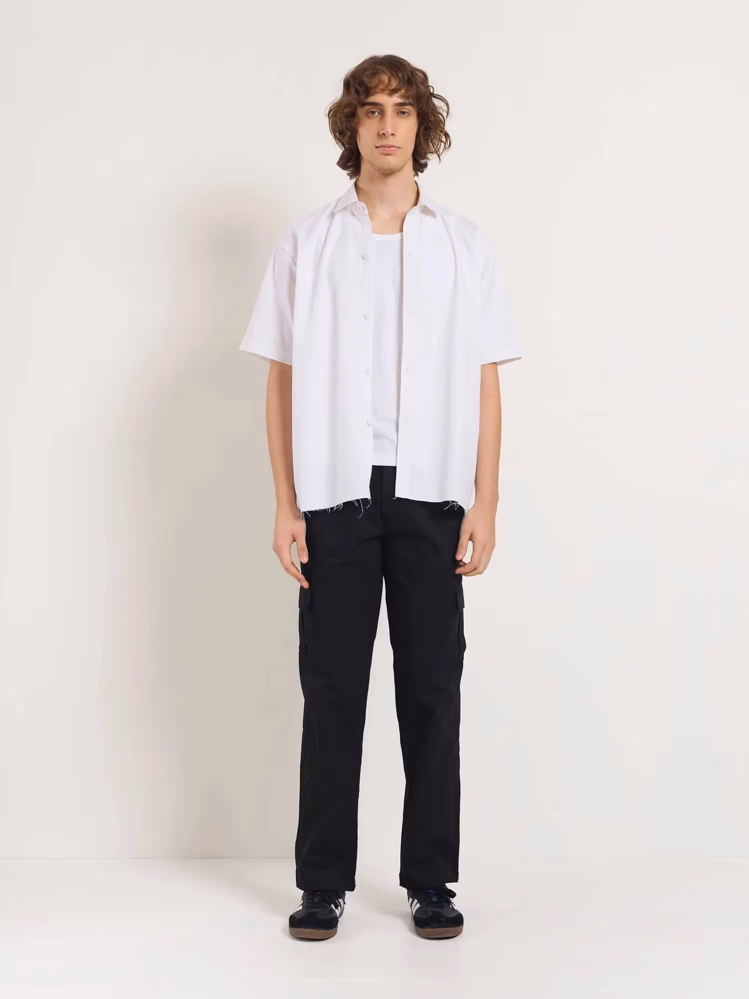 Black Loose Fit Twill Cargo Trousers image 1