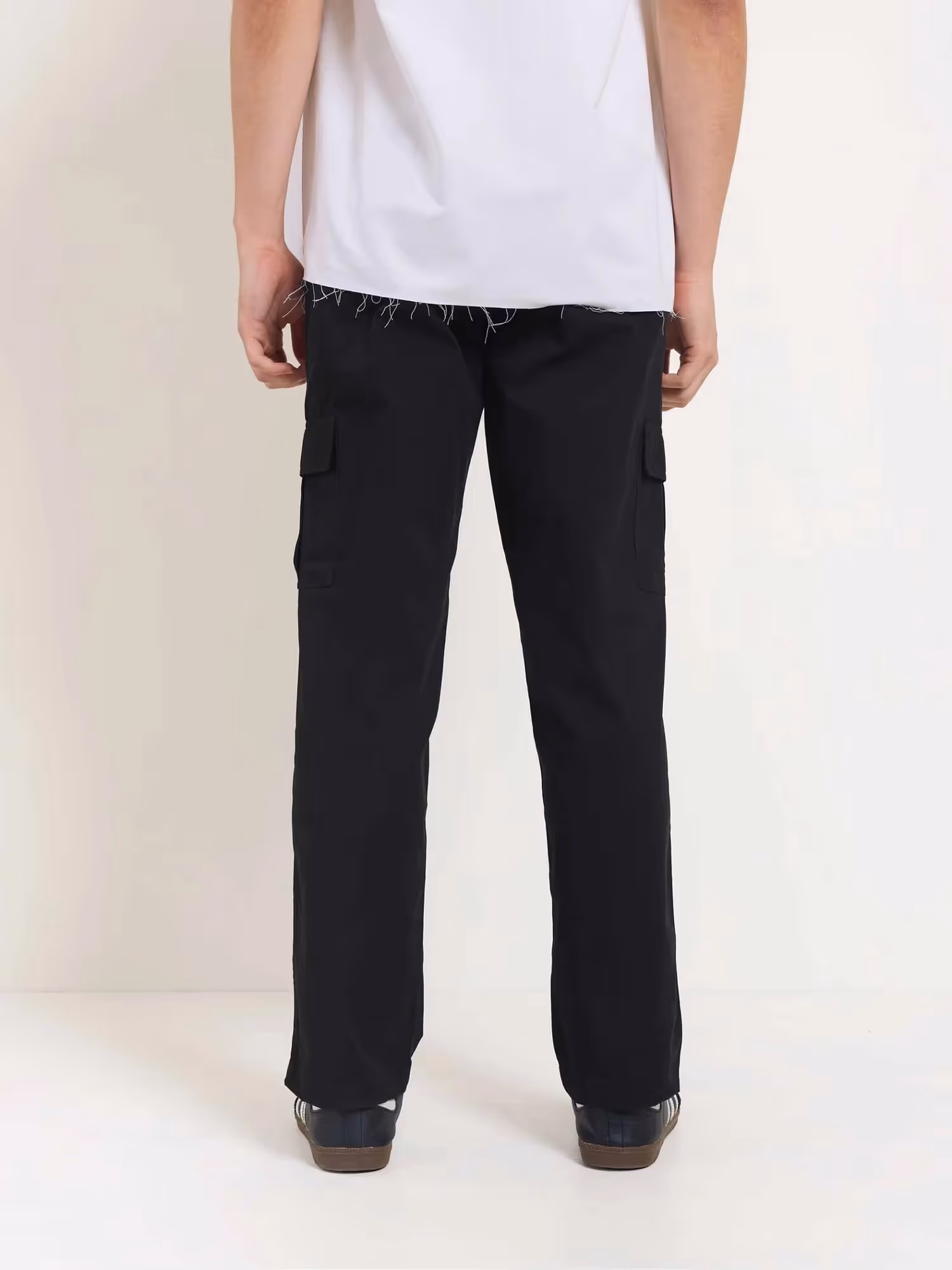 Black Loose Fit Twill Cargo Trousers image 6