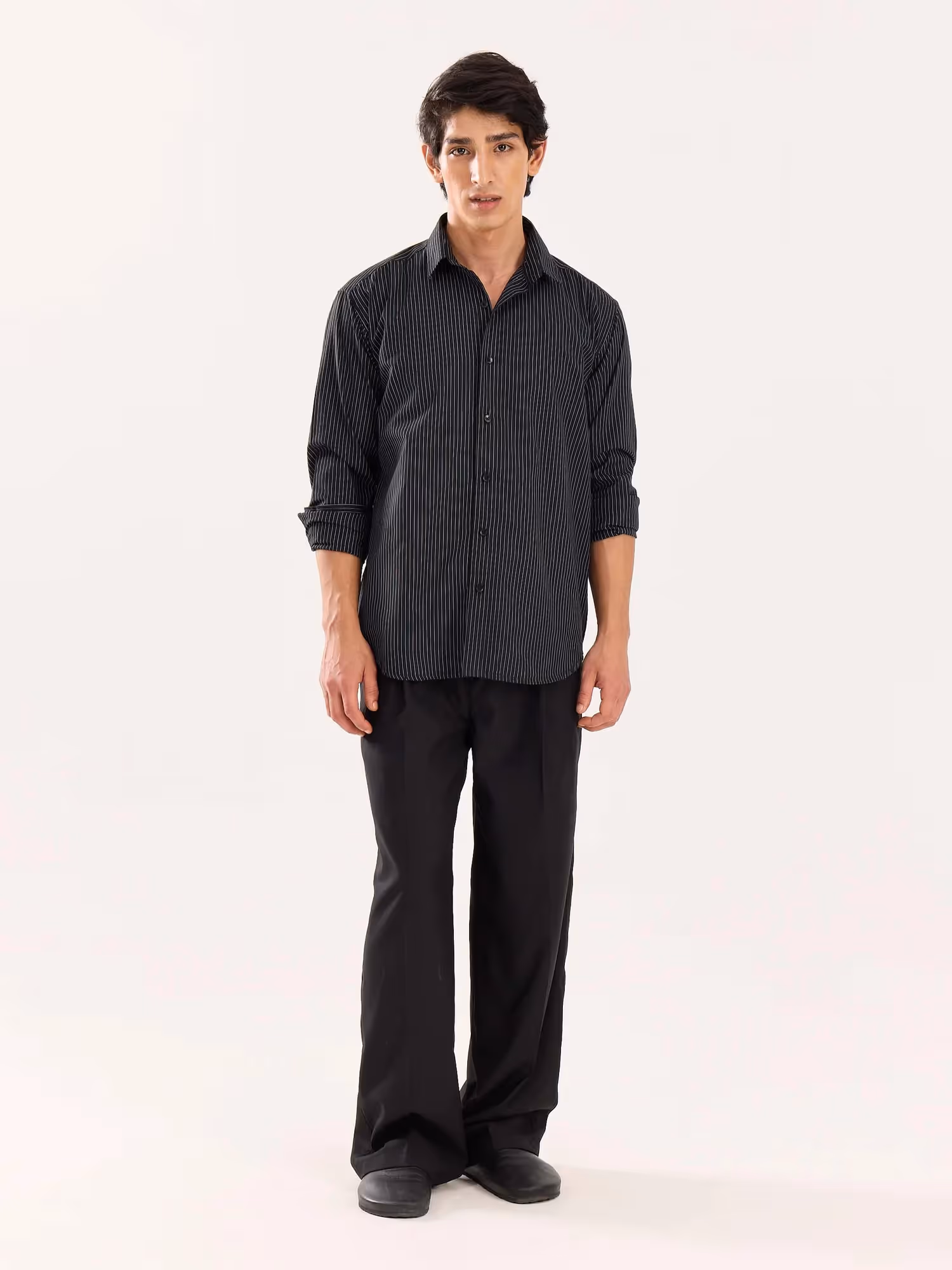 Black Pinstriped Poplin Shirt image 1