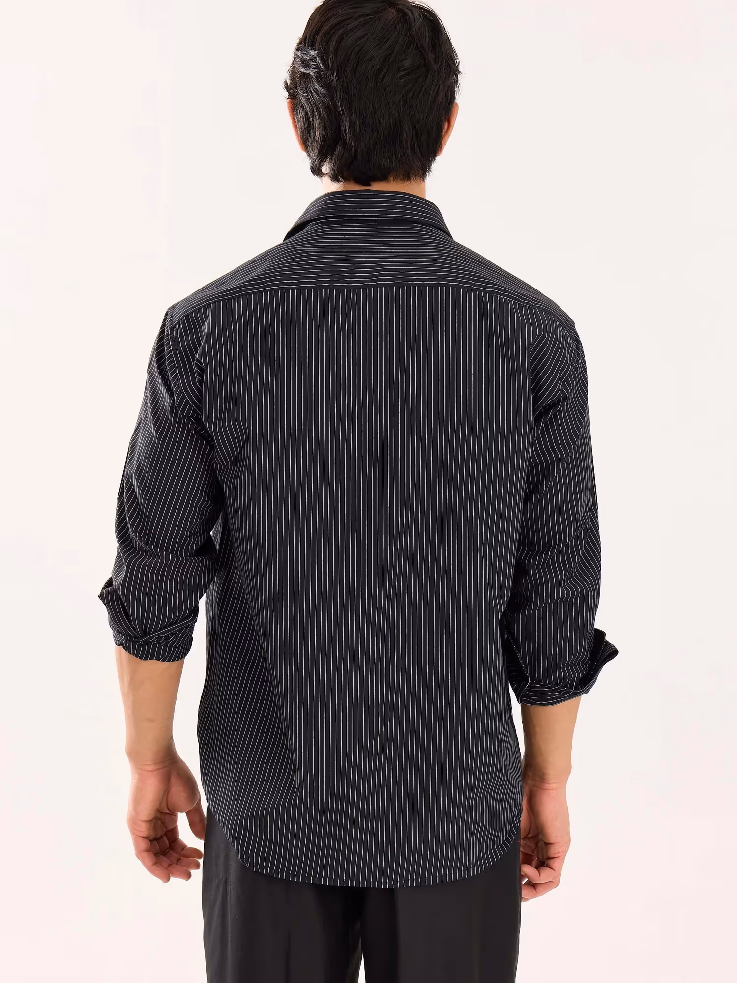 Black Pinstriped Poplin Shirt image 8