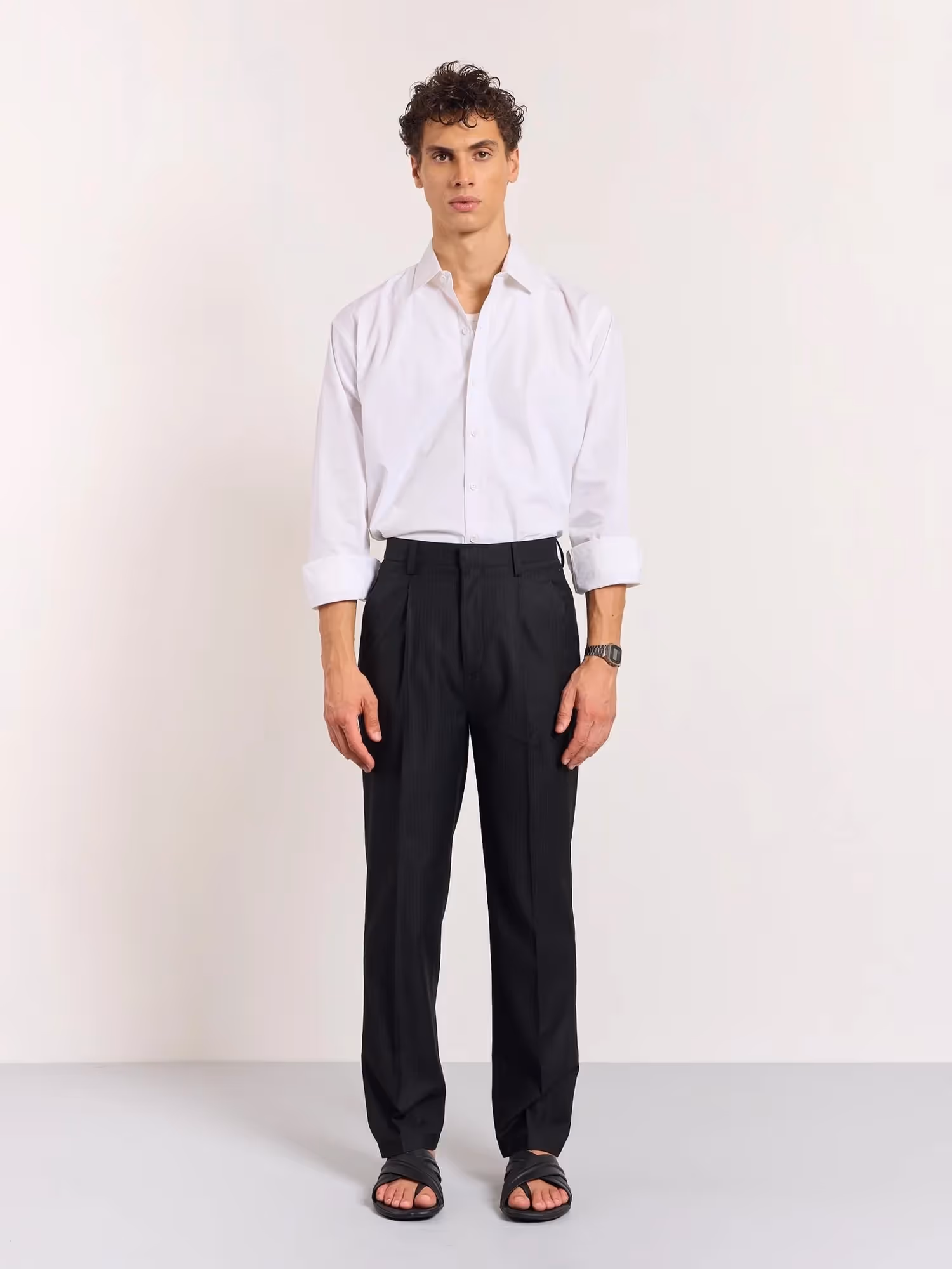 Black Pinstriped Trousers image 1