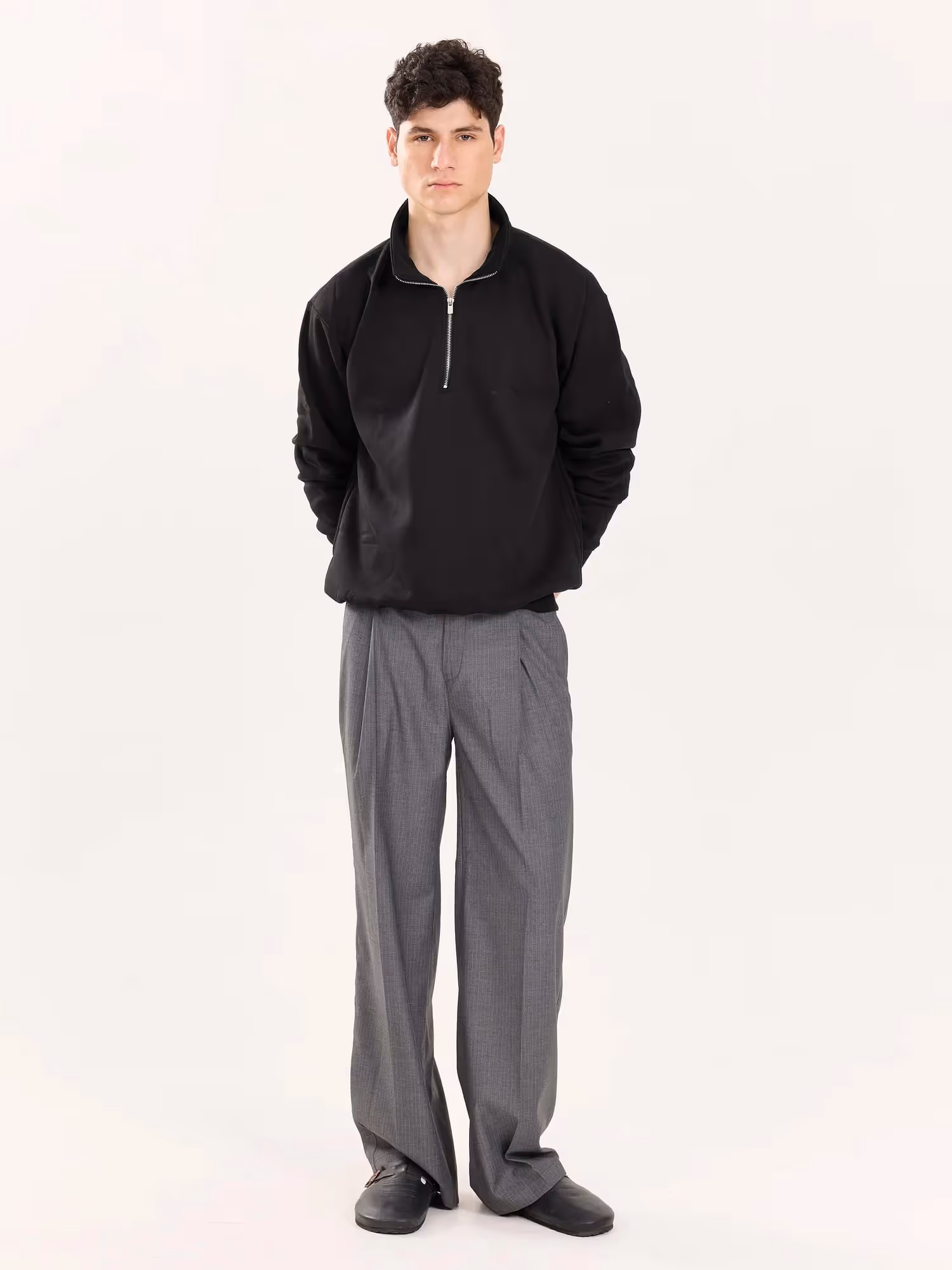 Black Quarter-Zip Sweatshirt image 1