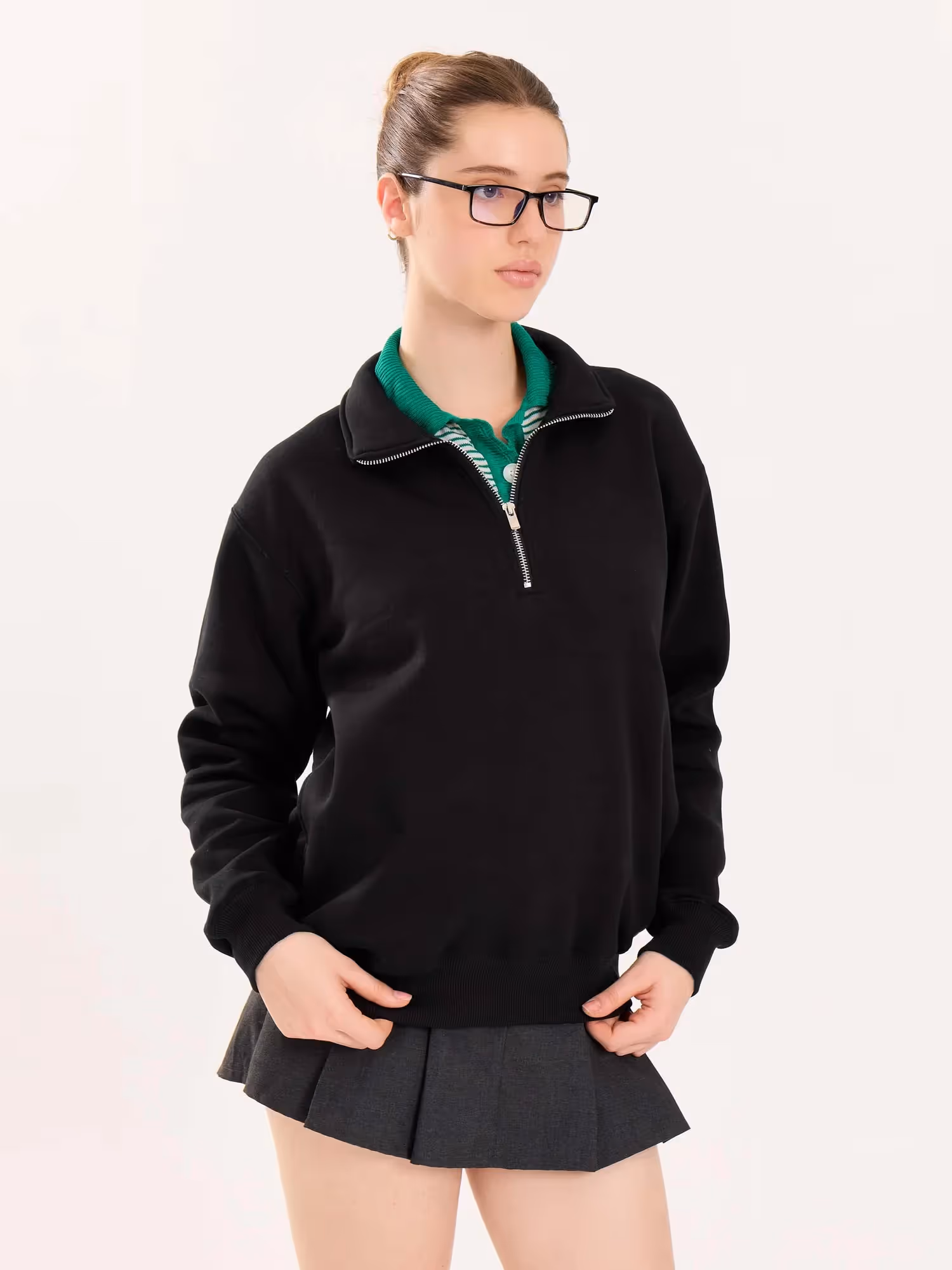 Black Quarter-Zip Sweatshirt image 4