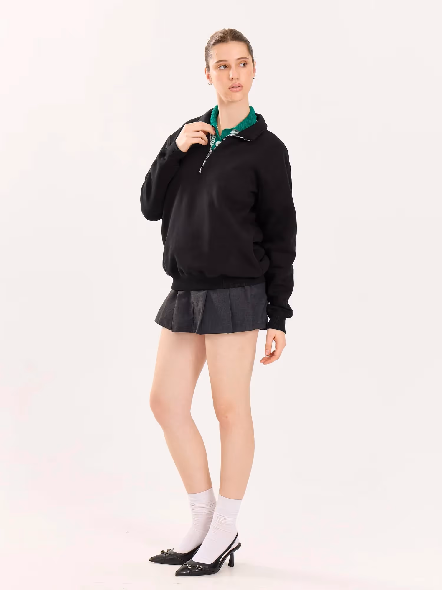 Black Quarter-Zip Sweatshirt image 6