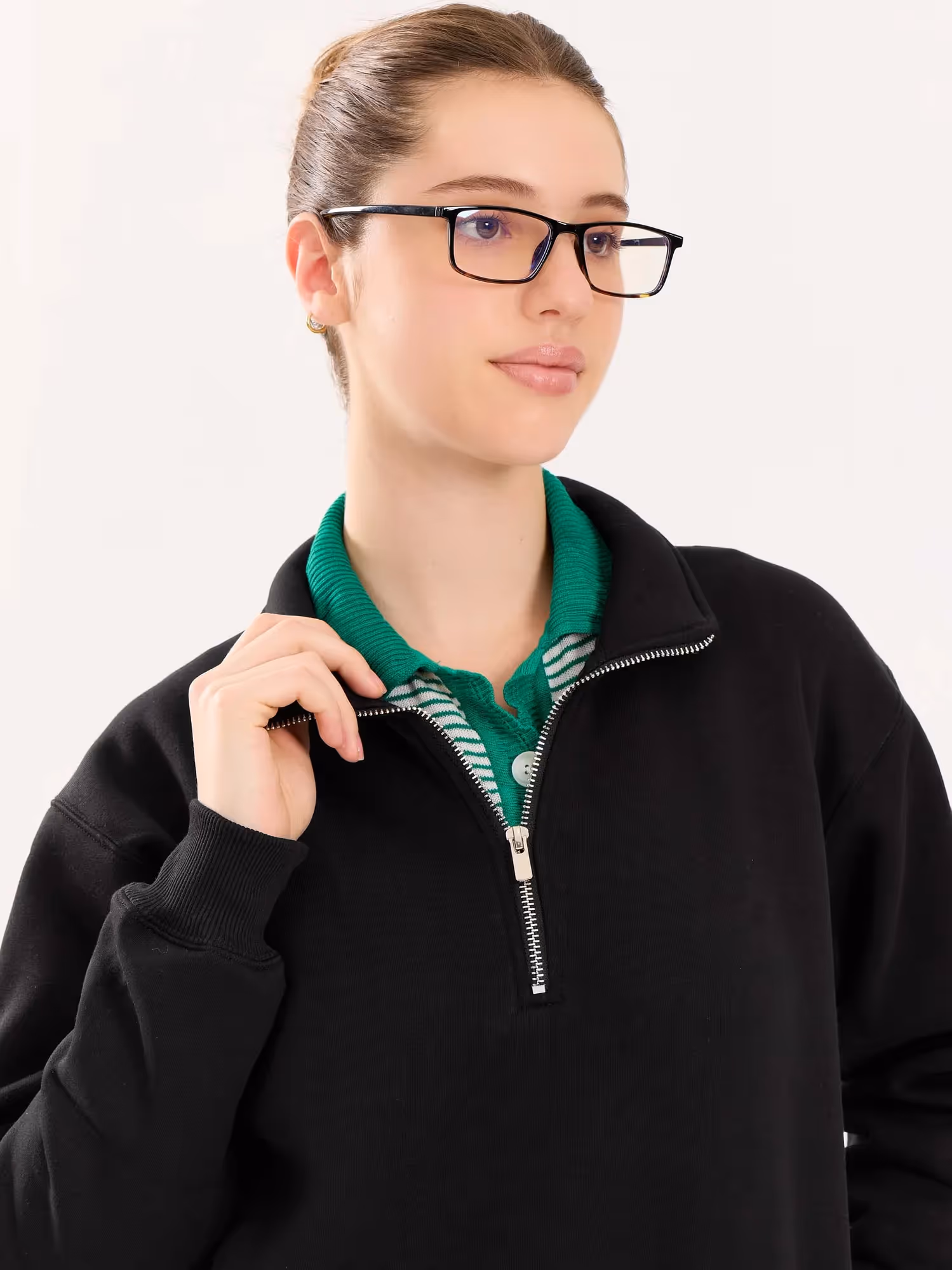 Black Quarter-Zip Sweatshirt image 7