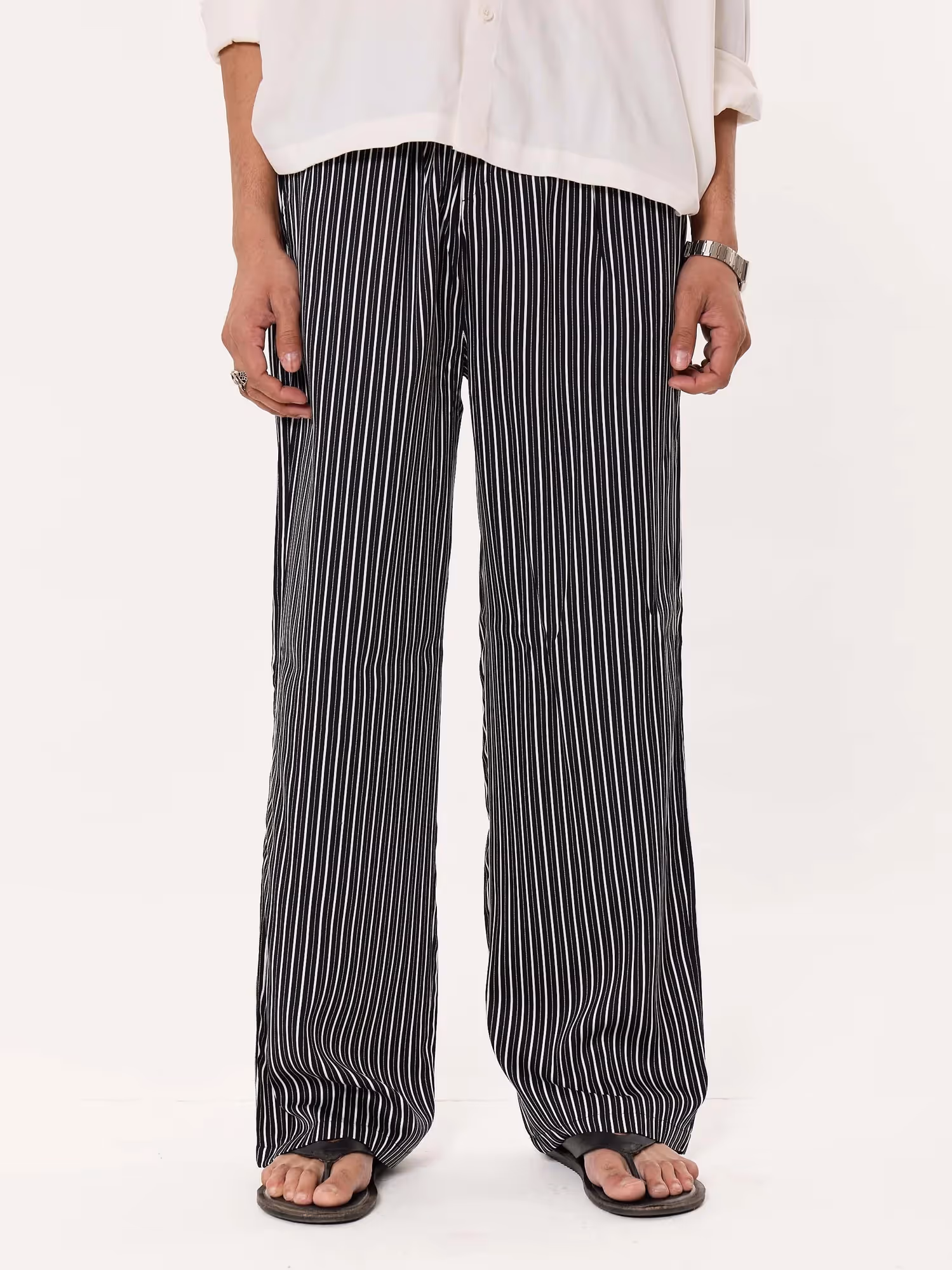 Black Striped Pull-on Pants image 2