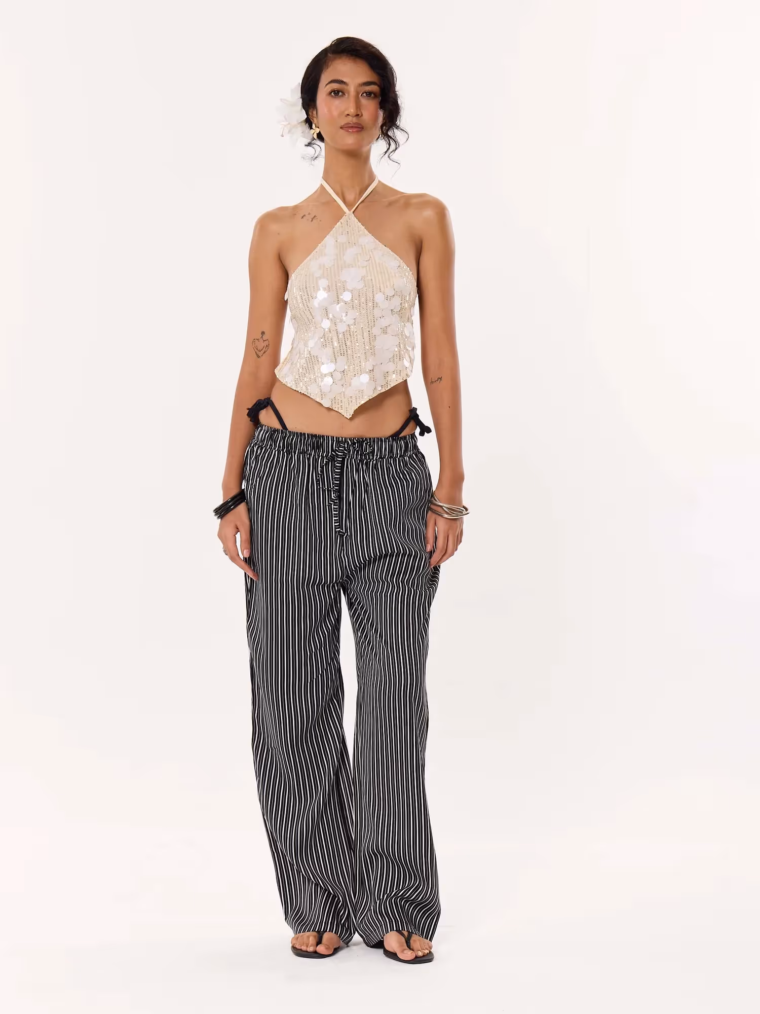 Black Striped Pull-on Pants image 3