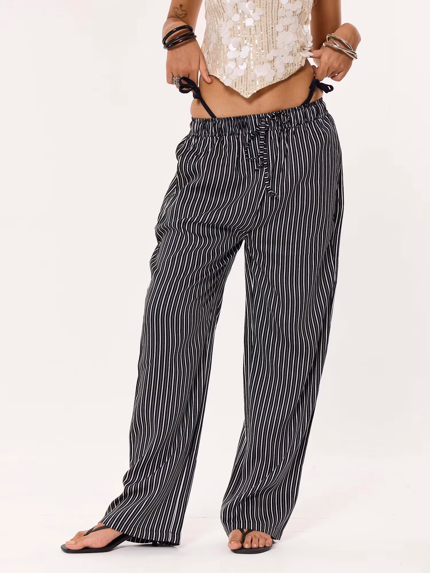 Black Striped Pull-on Pants image 4