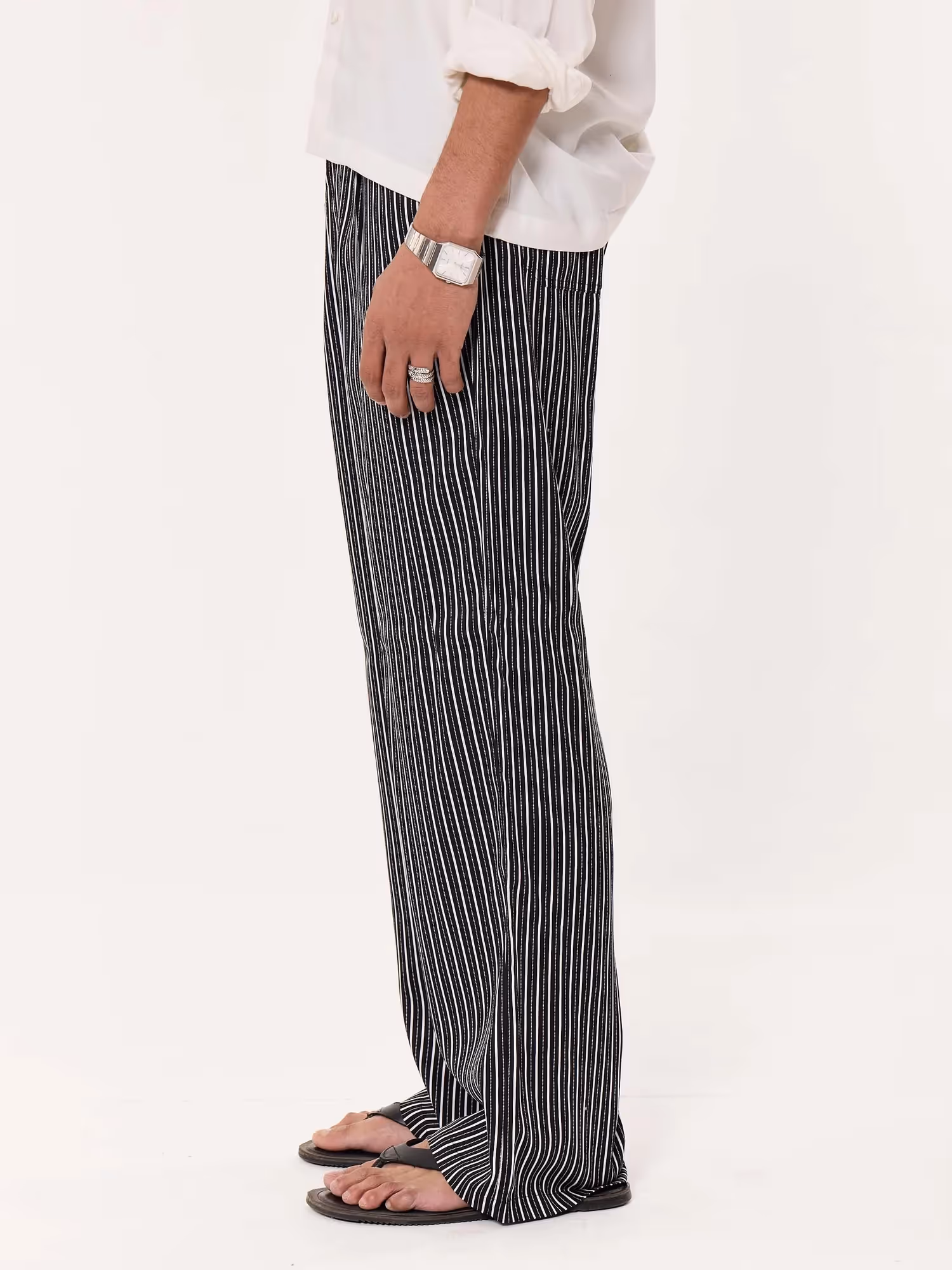 Black Striped Pull-on Pants image 6