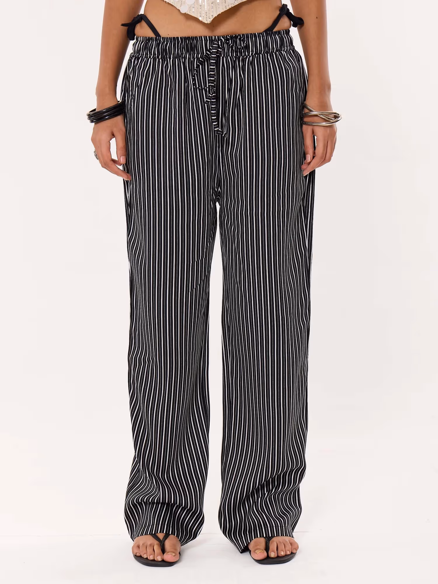 Black Striped Pull-on Pants image 7