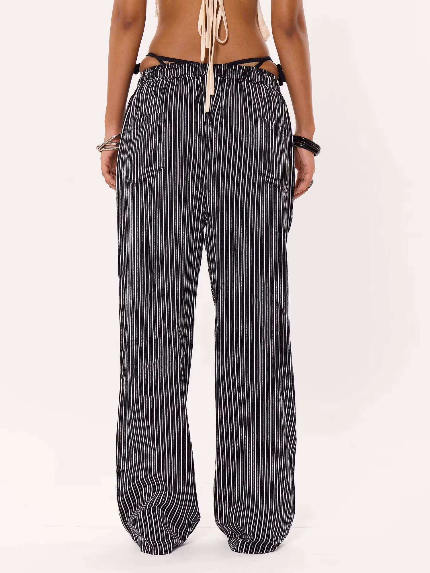 Black Striped Pull-on Pants image 8