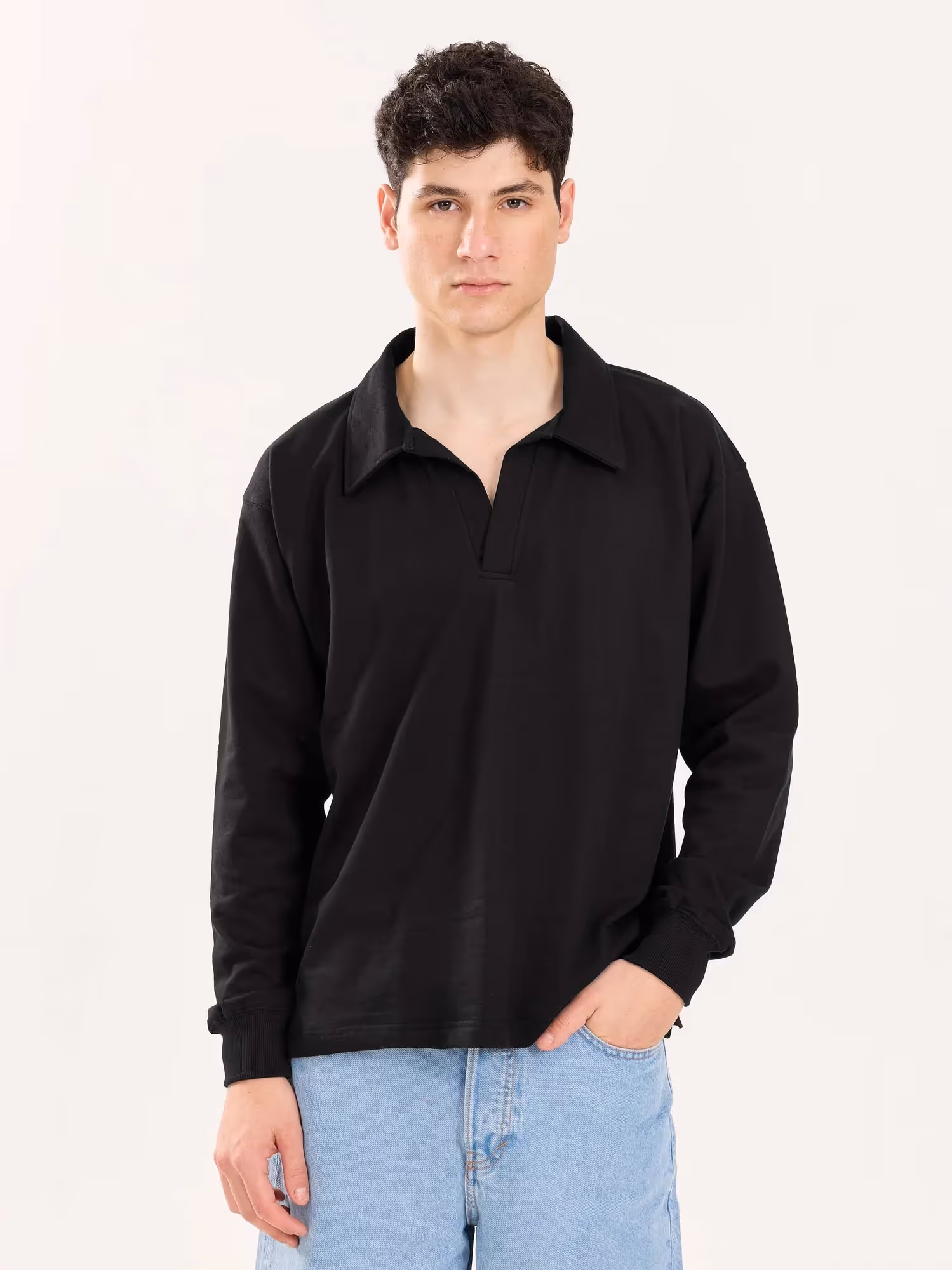 Black Terry Polo Tee  image 3