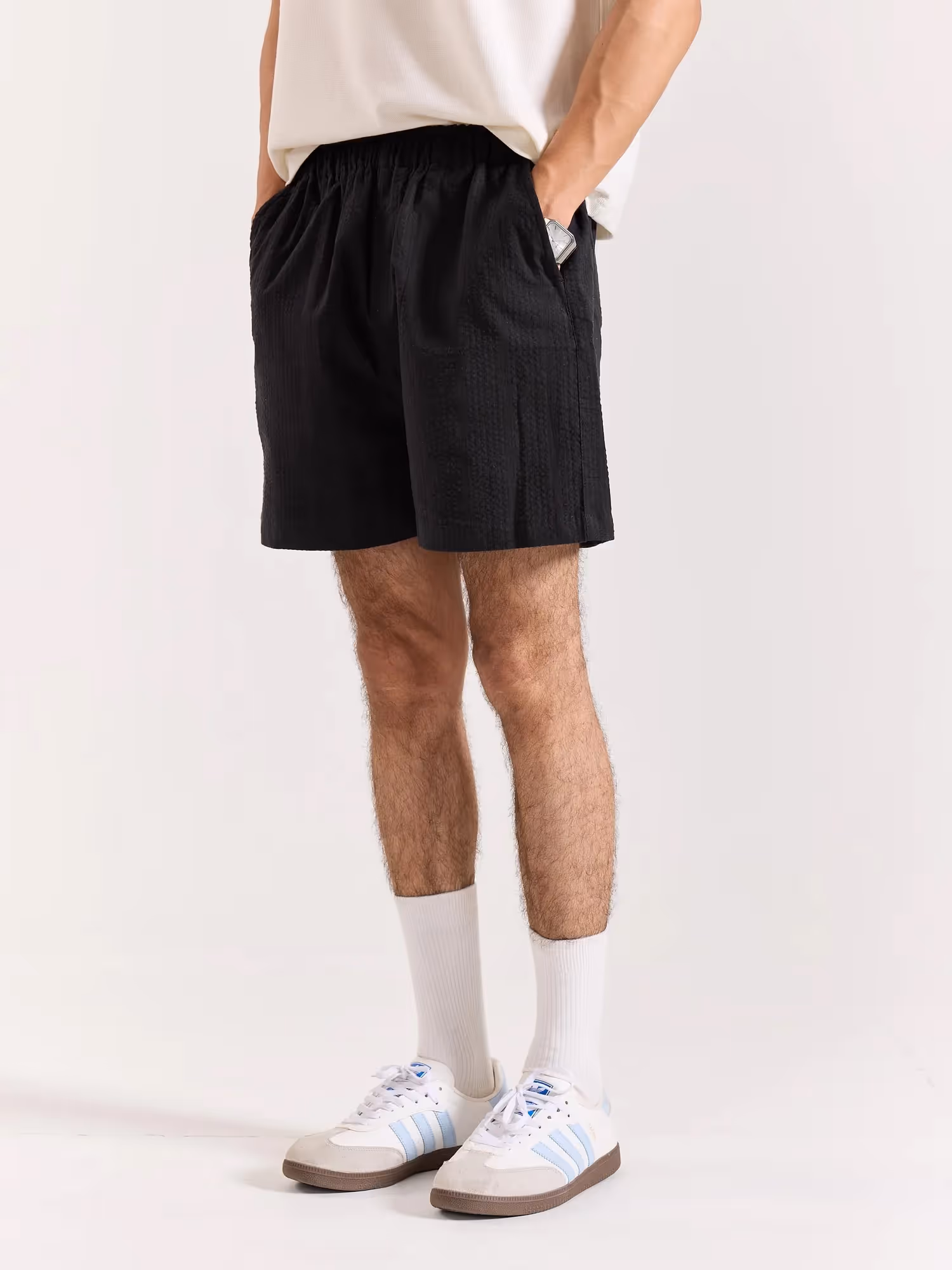 Black Textured Shorts  image 3