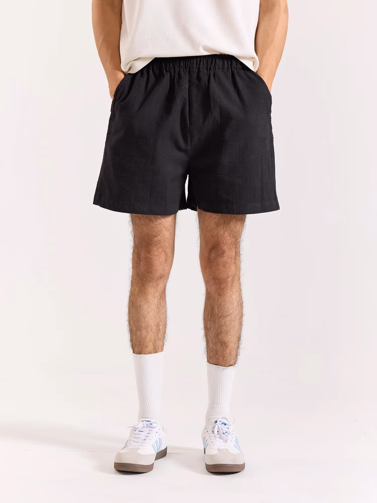 Black Textured Shorts  image 4