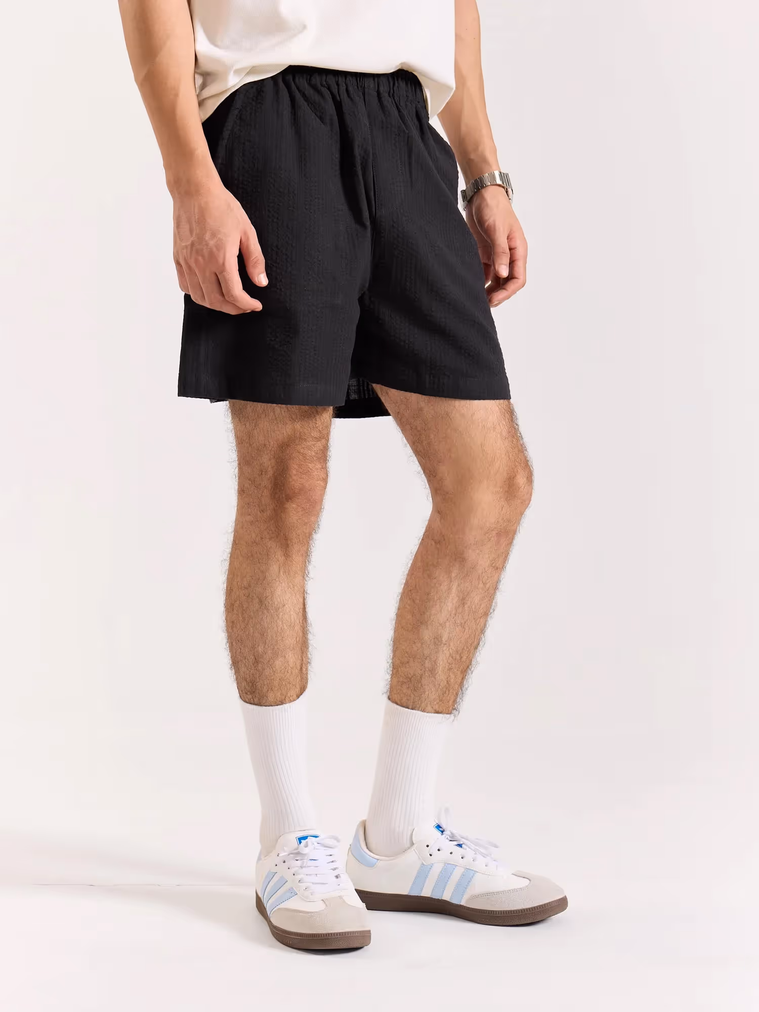 Black Textured Shorts  image 5