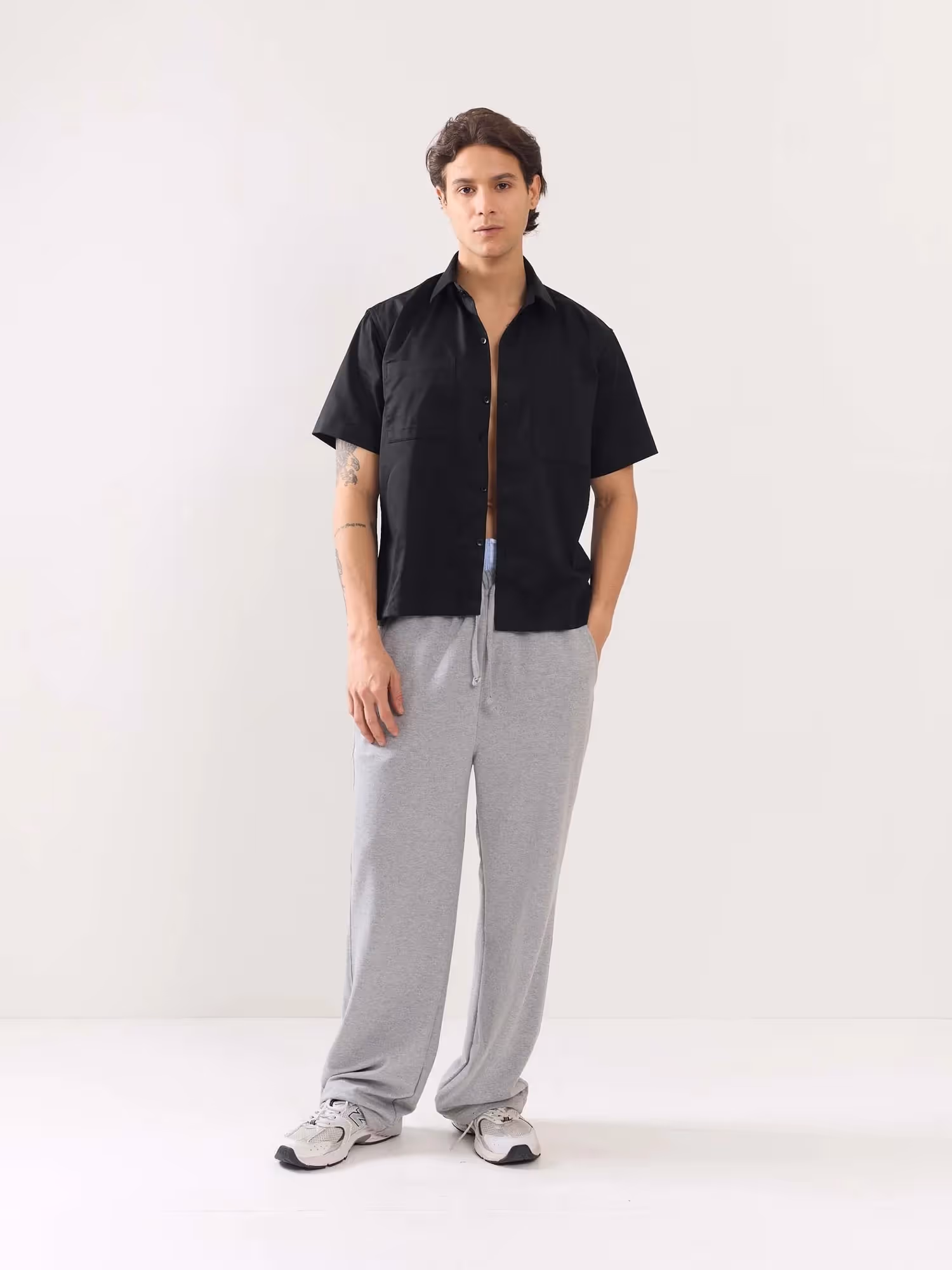 Black Twill Cropped Shirt  image 1