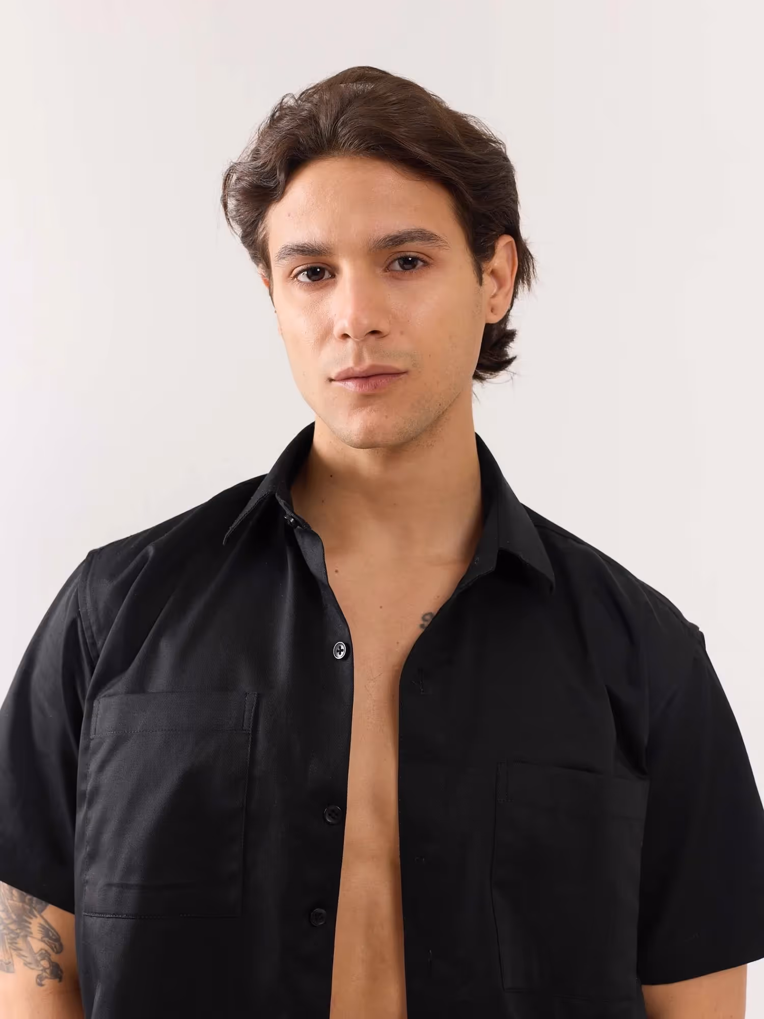 Black Twill Cropped Shirt  image 6