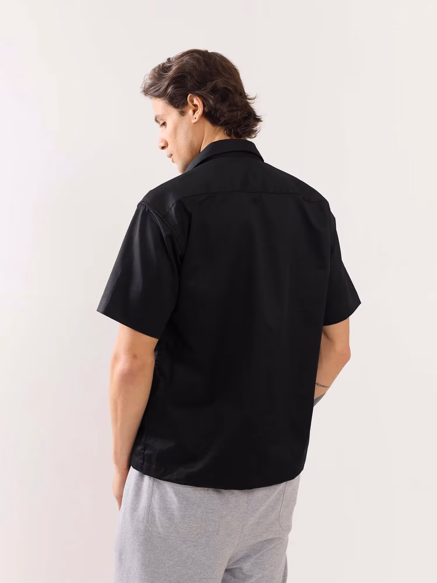 Black Twill Cropped Shirt  image 8