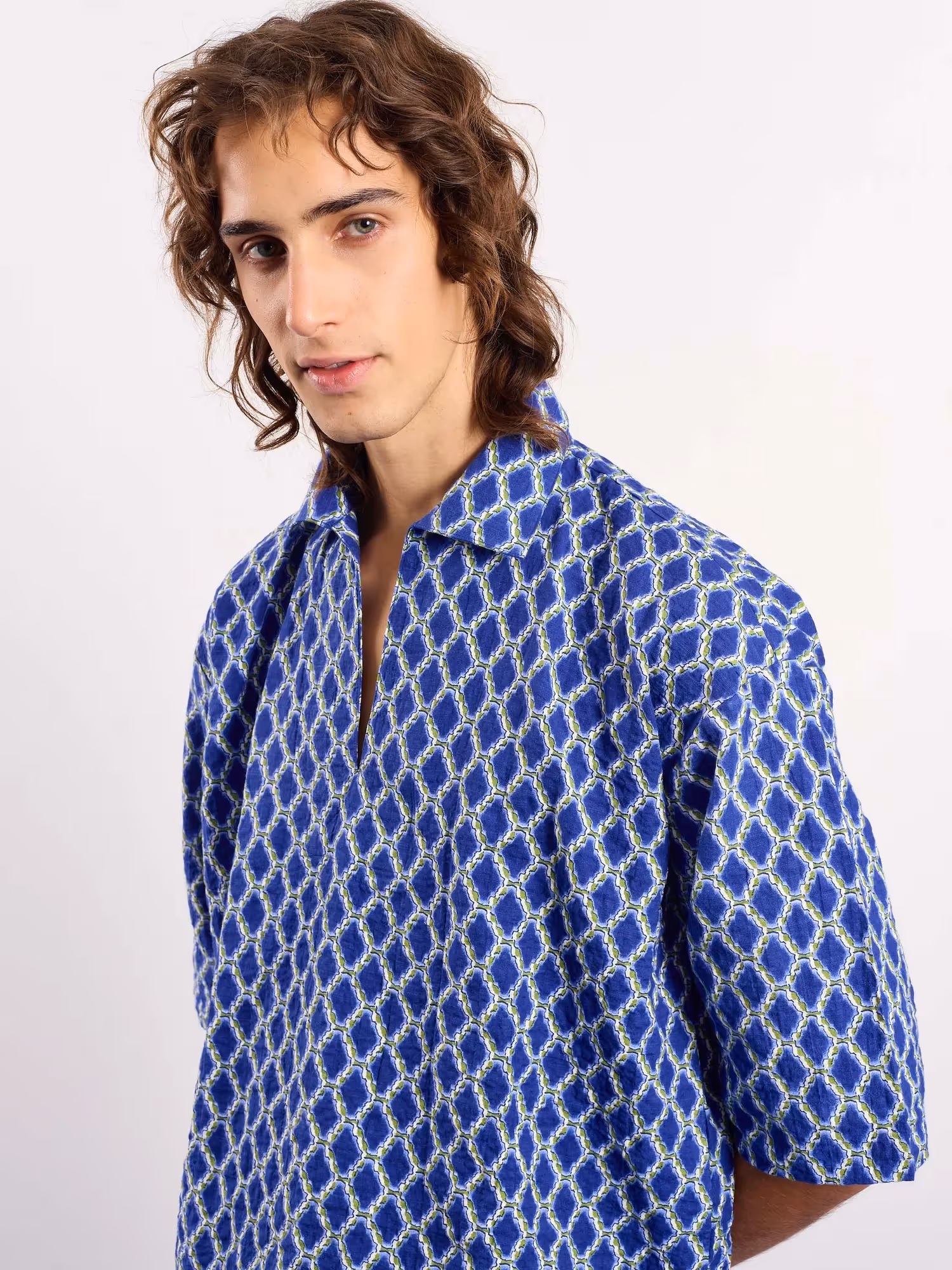 Blue & Green Geometrical Printed Pullover image 6