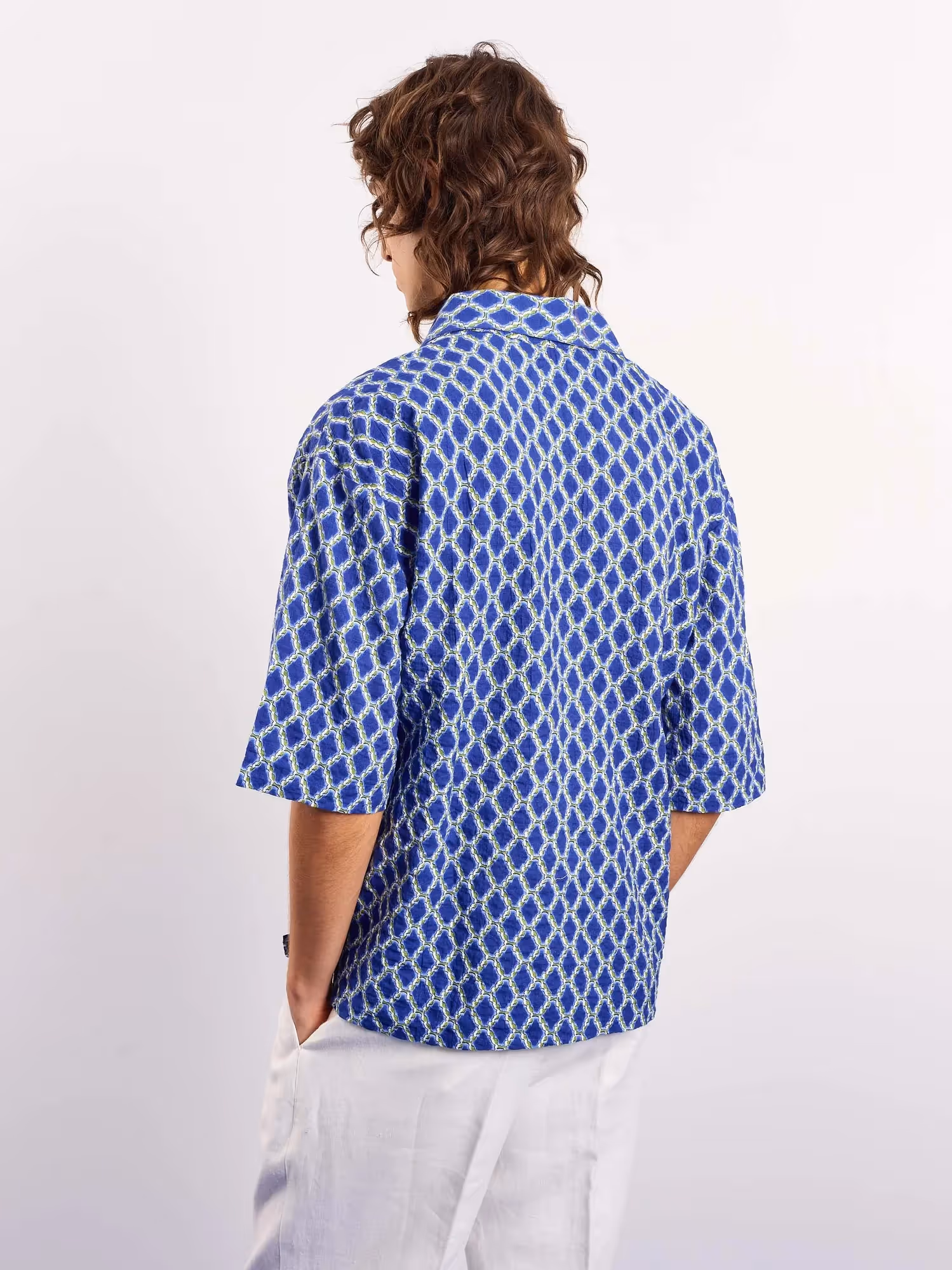 Blue & Green Geometrical Printed Pullover image 8