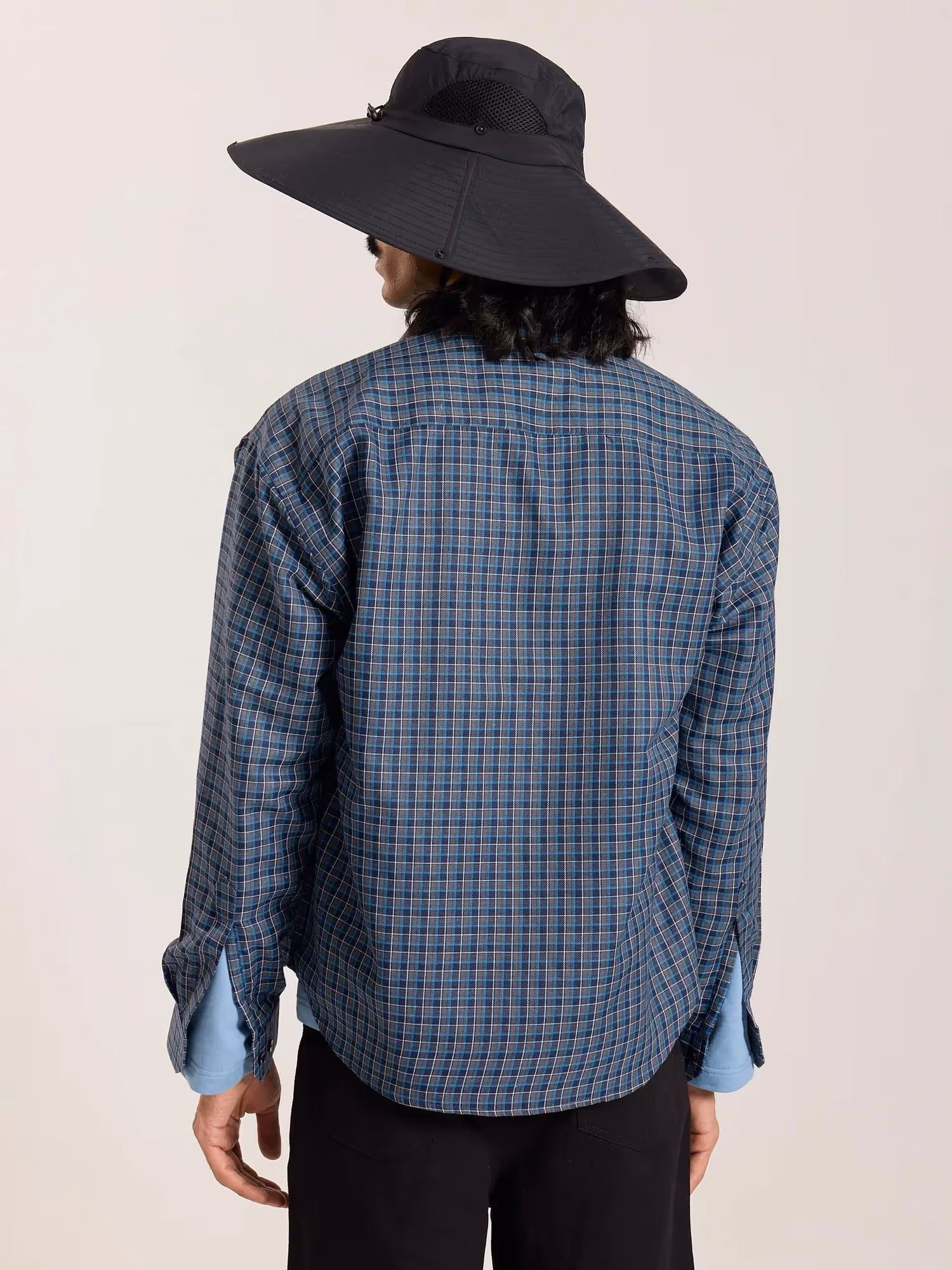 Blue & Grey Checkered Oversized Cropped Shirt  image 8