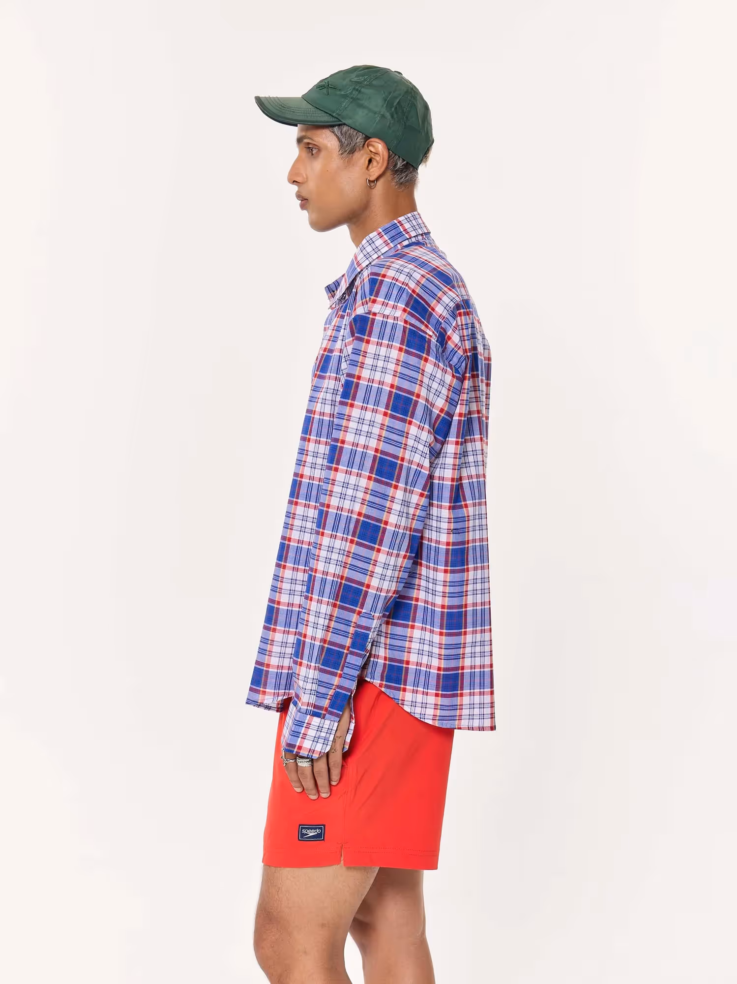 Blue & Red Madras Checkered Oversized Cropped Shirt image 6
