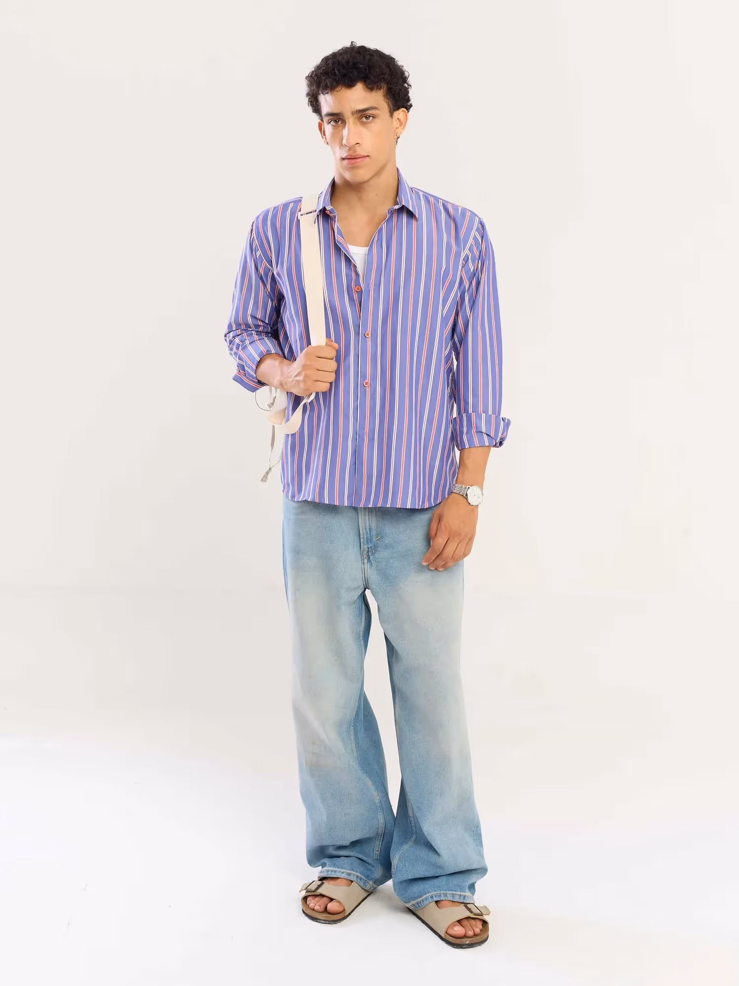 Blue & Red Striped Poplin Shirt image 2
