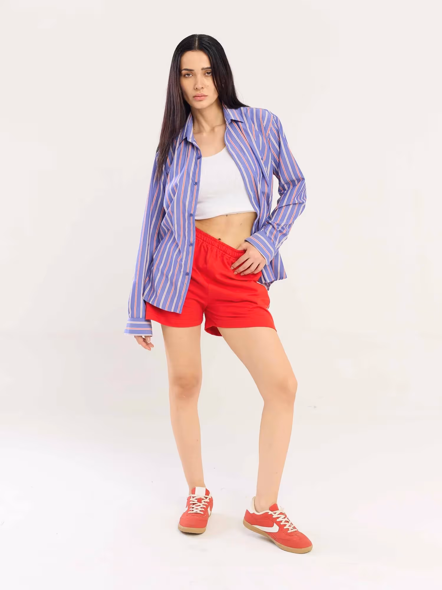 Blue & Red Striped Poplin Shirt image 4