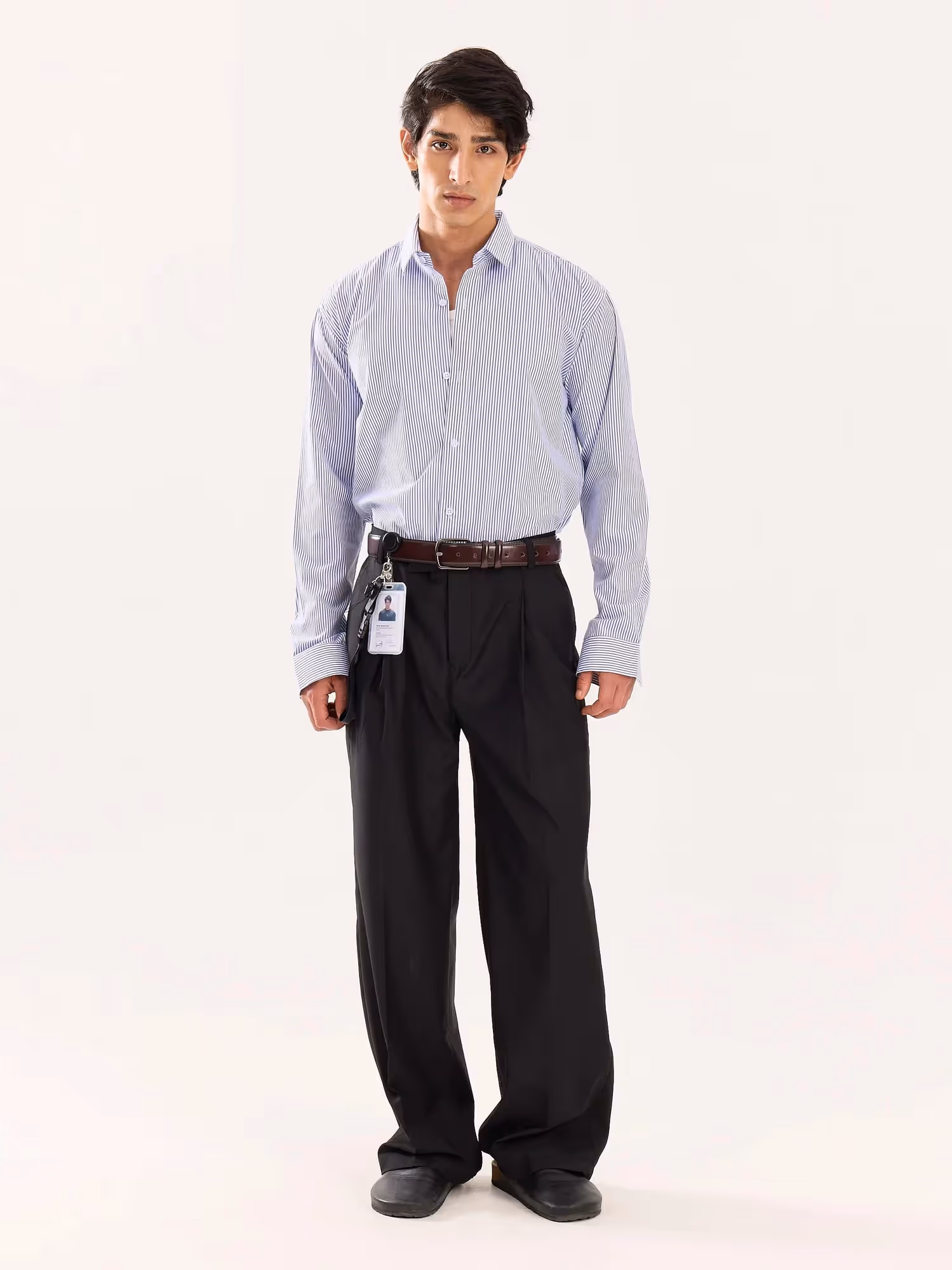 Blue & White Striped Poplin Shirt image 1