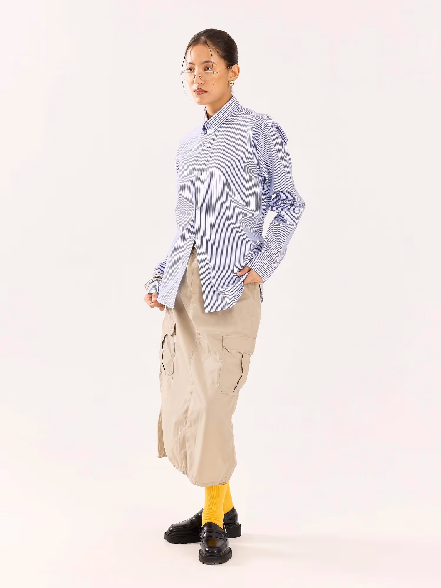 Blue & White Striped Poplin Shirt image 6