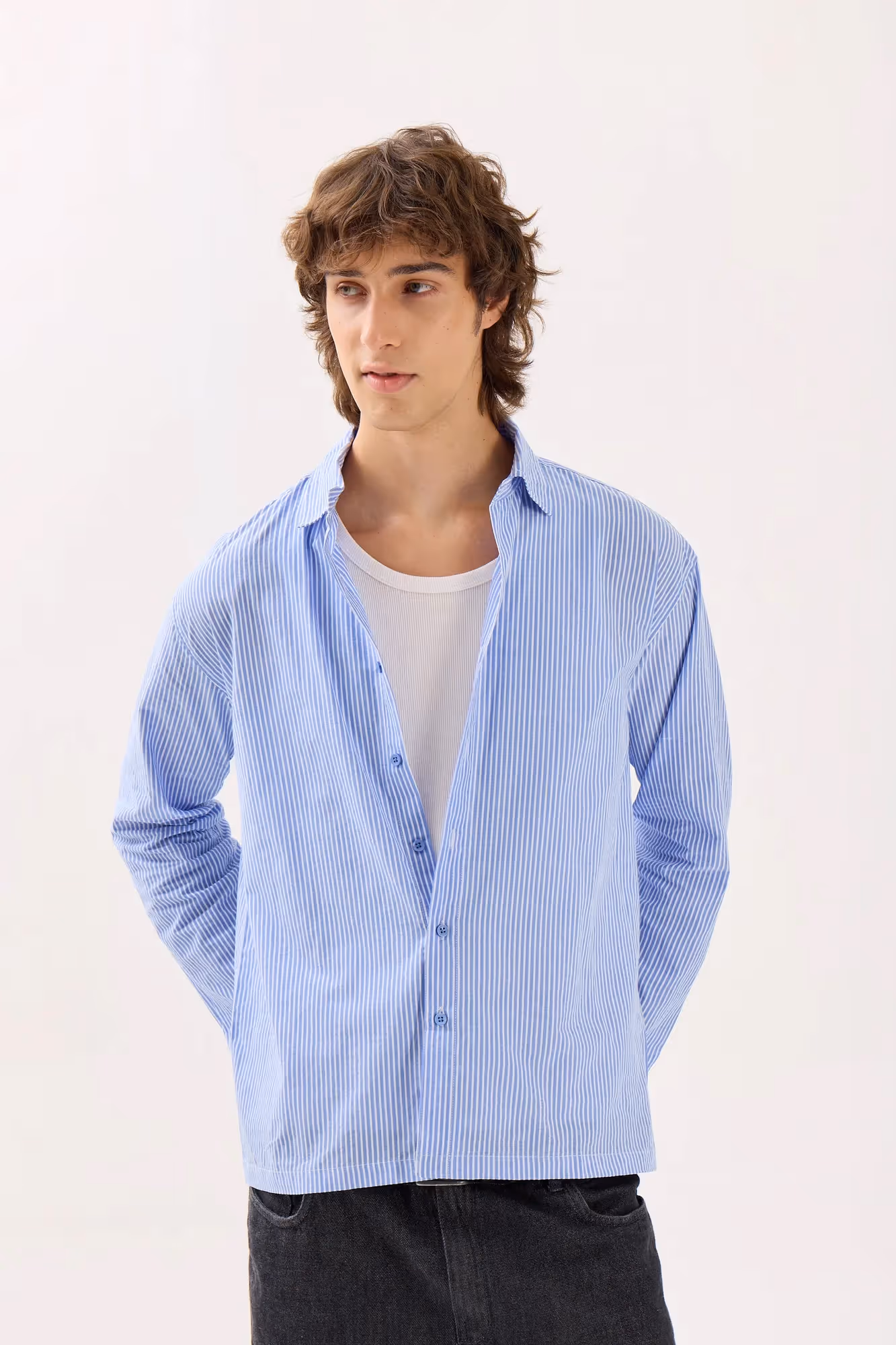 Blue & White Striped Seersucker Holiday Shirt image 2