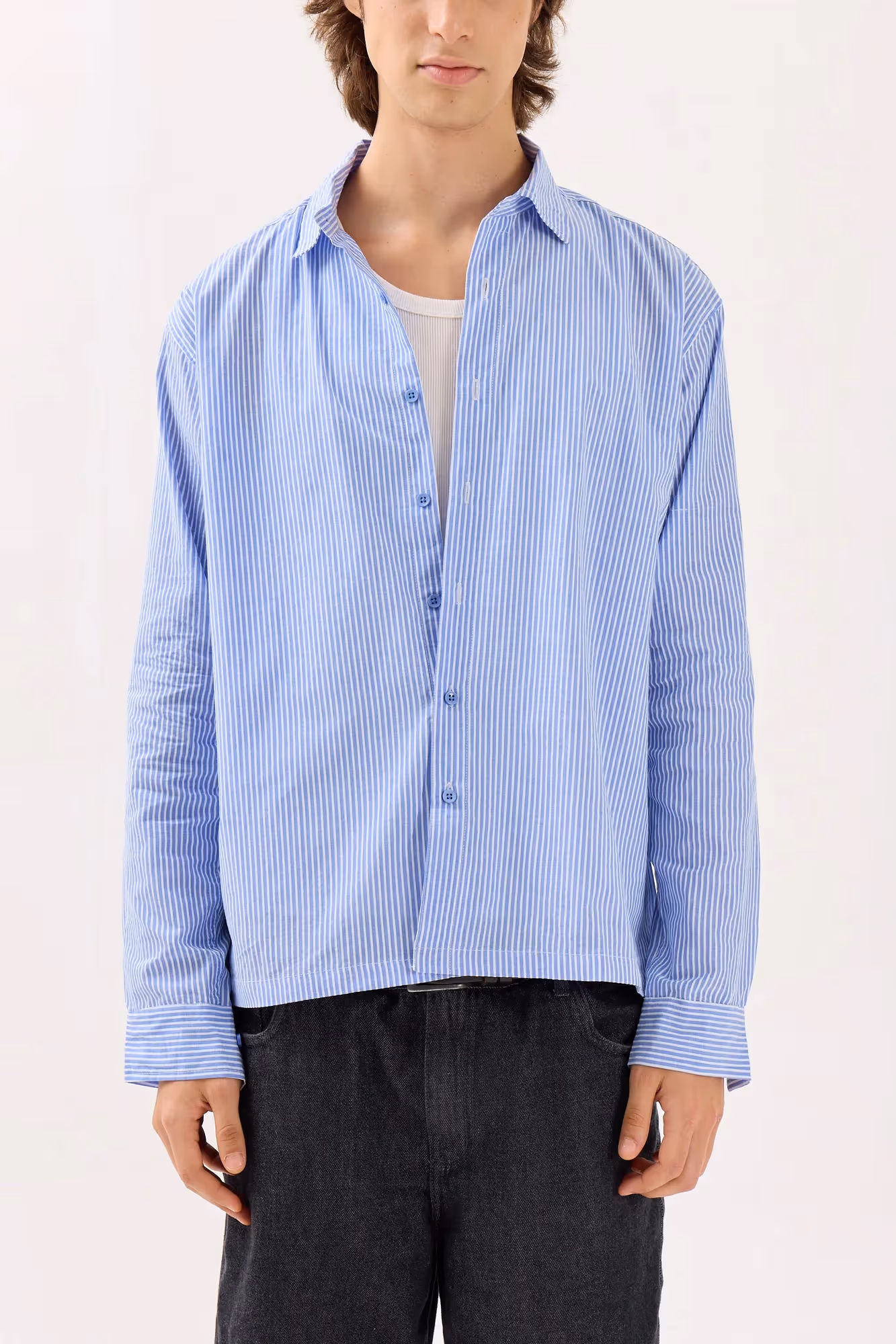 Blue & White Striped Seersucker Holiday Shirt image 3