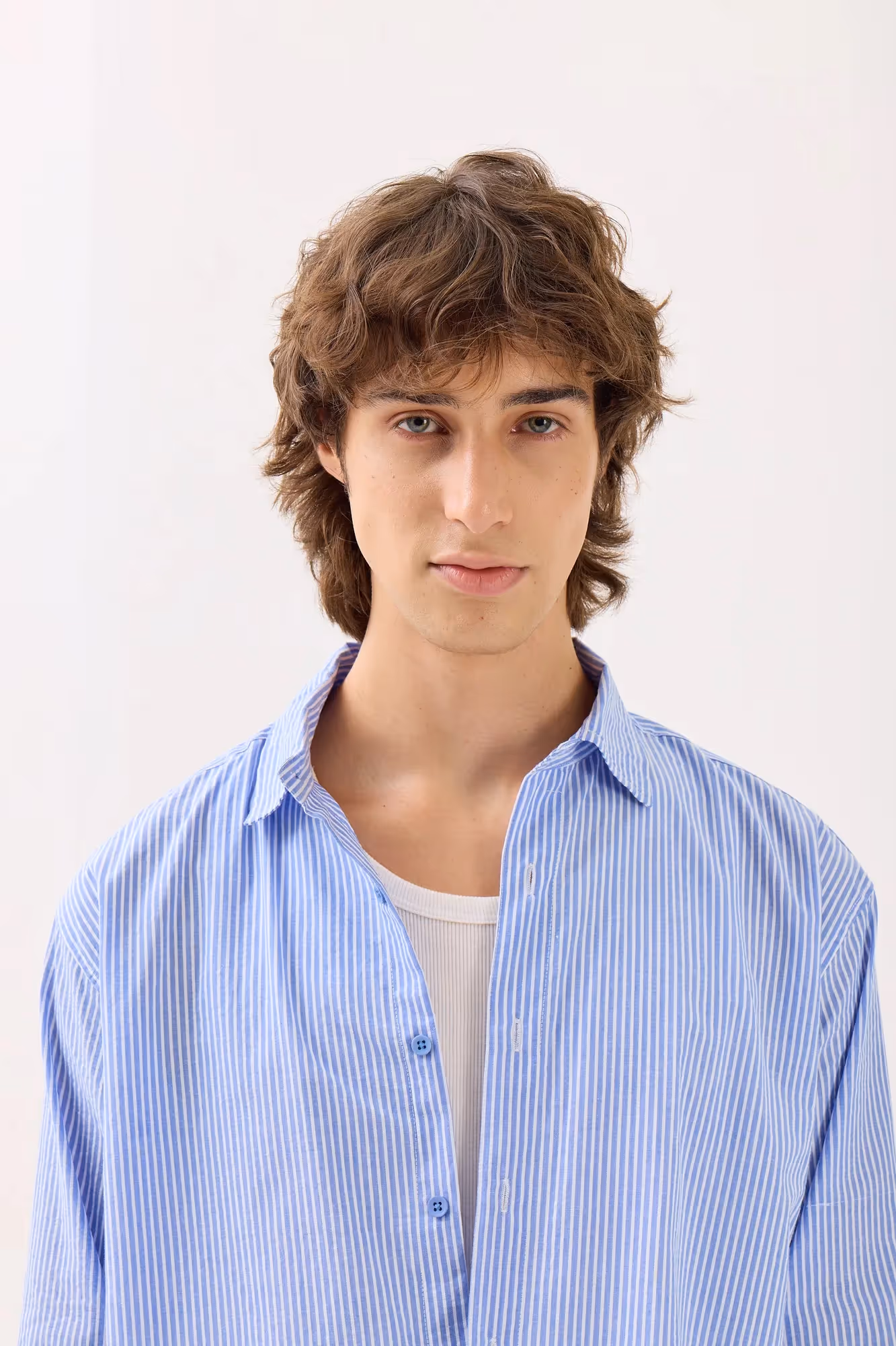 Blue & White Striped Seersucker Holiday Shirt image 4