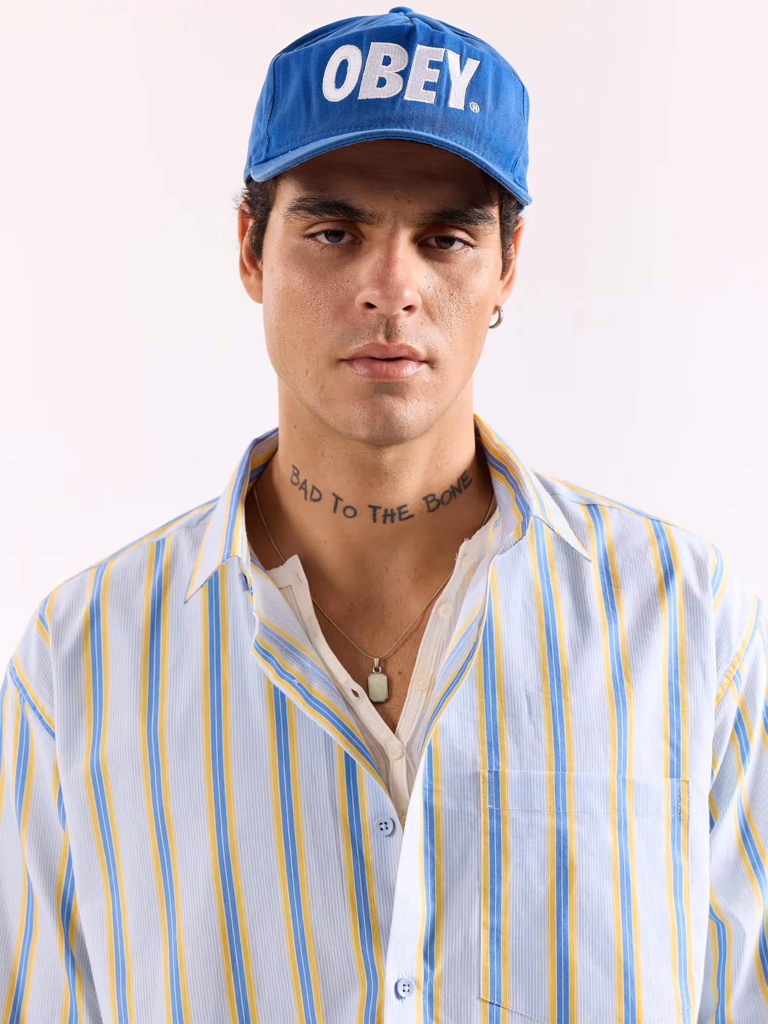Blue & Yellow Striped Poplin Oversized Shirt image 5