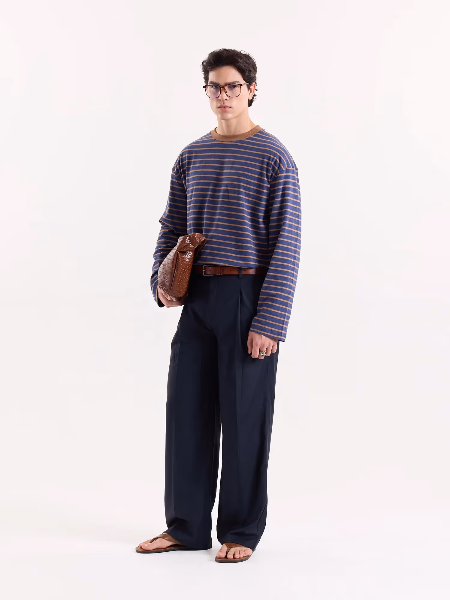Blue Baggy Fit Trousers  image 6