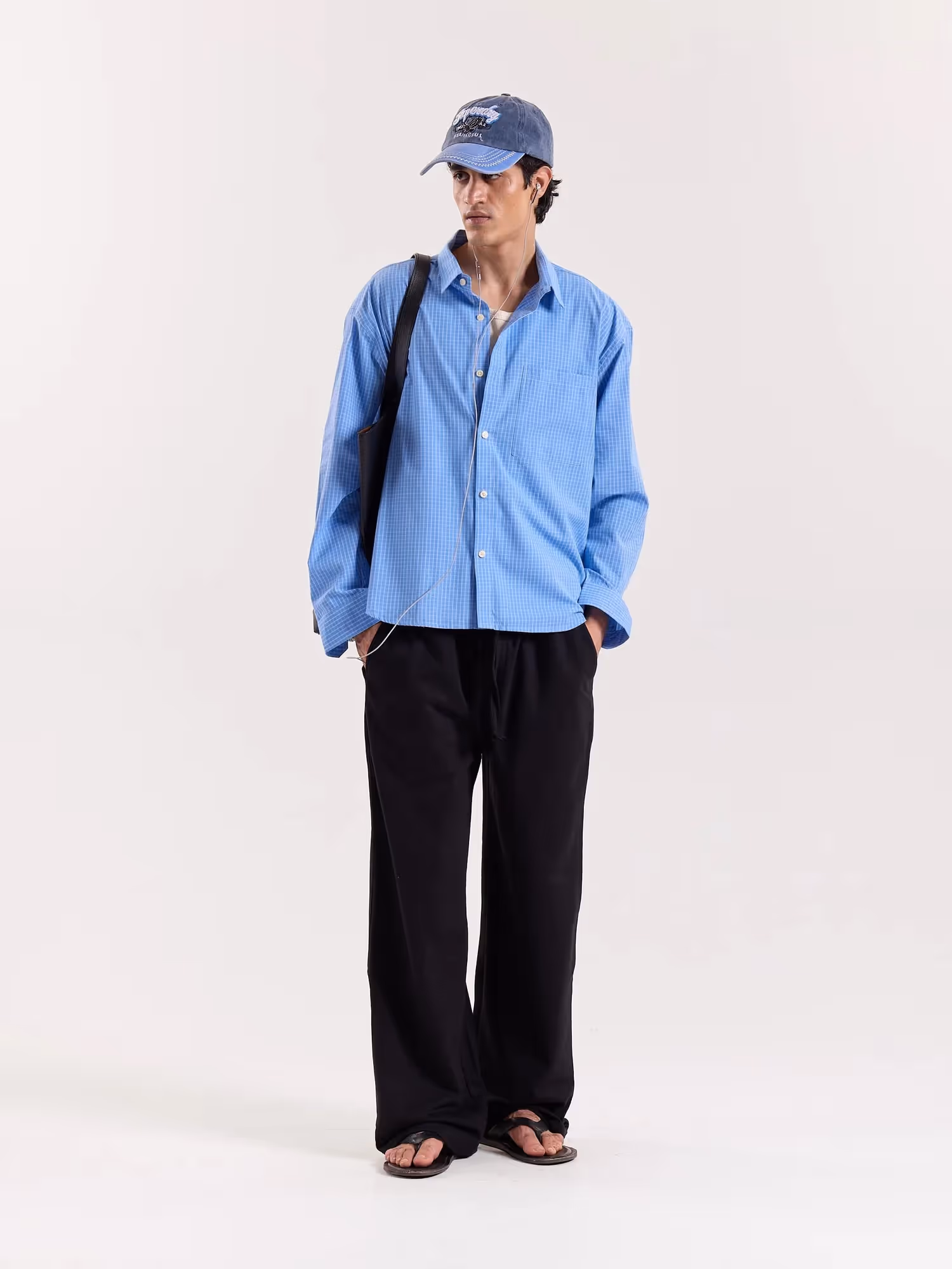 Blue Box Checkered Cropped Shirt image 1