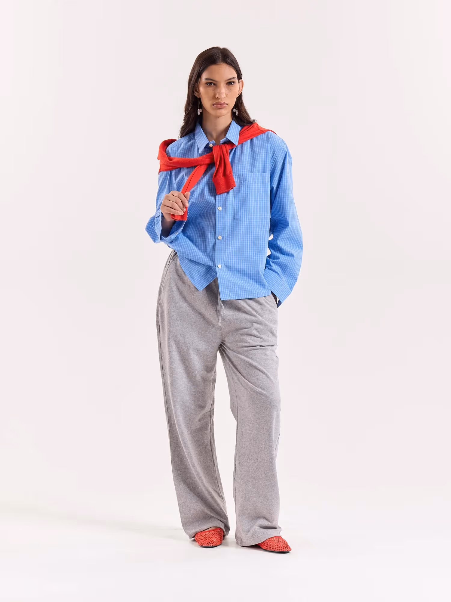 Blue Box Checkered Cropped Shirt image 2