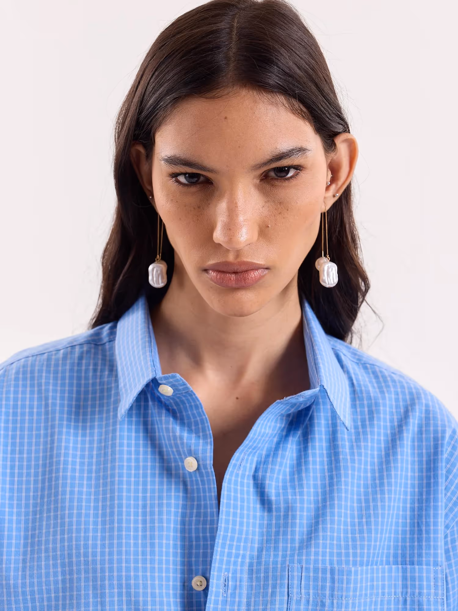 Blue Box Checkered Cropped Shirt image 6