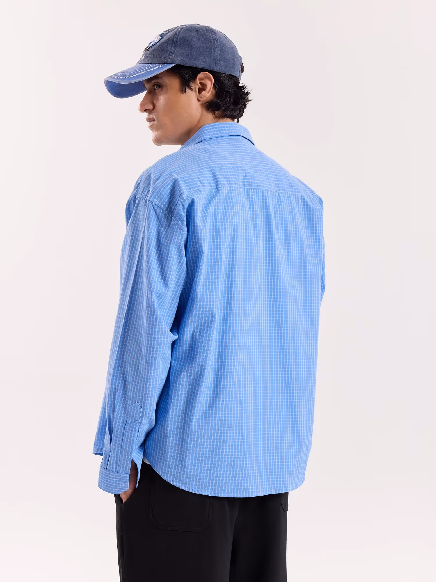 Blue Box Checkered Cropped Shirt image 8