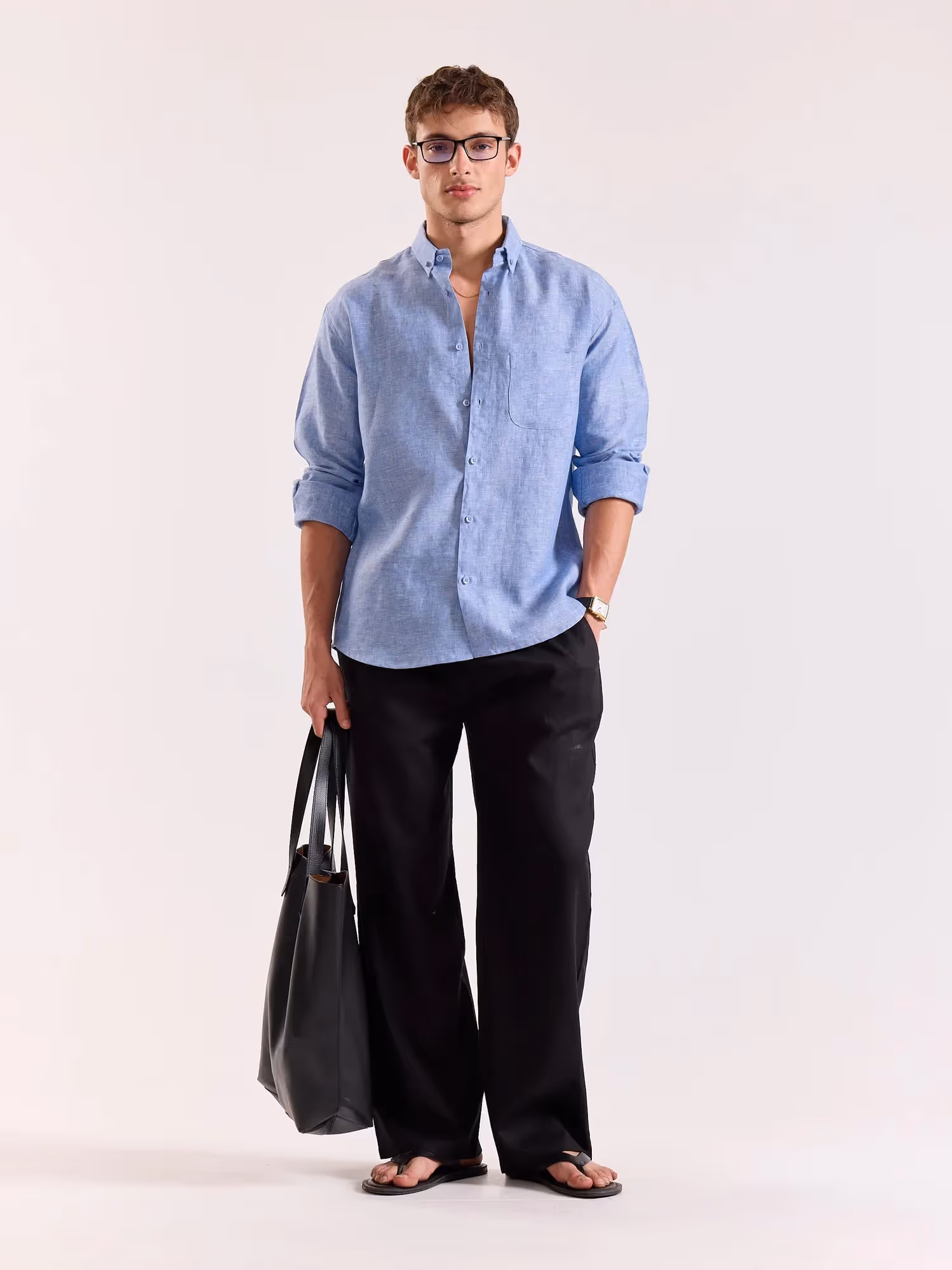 Blue Chambray Irish Linen Shirt image 1