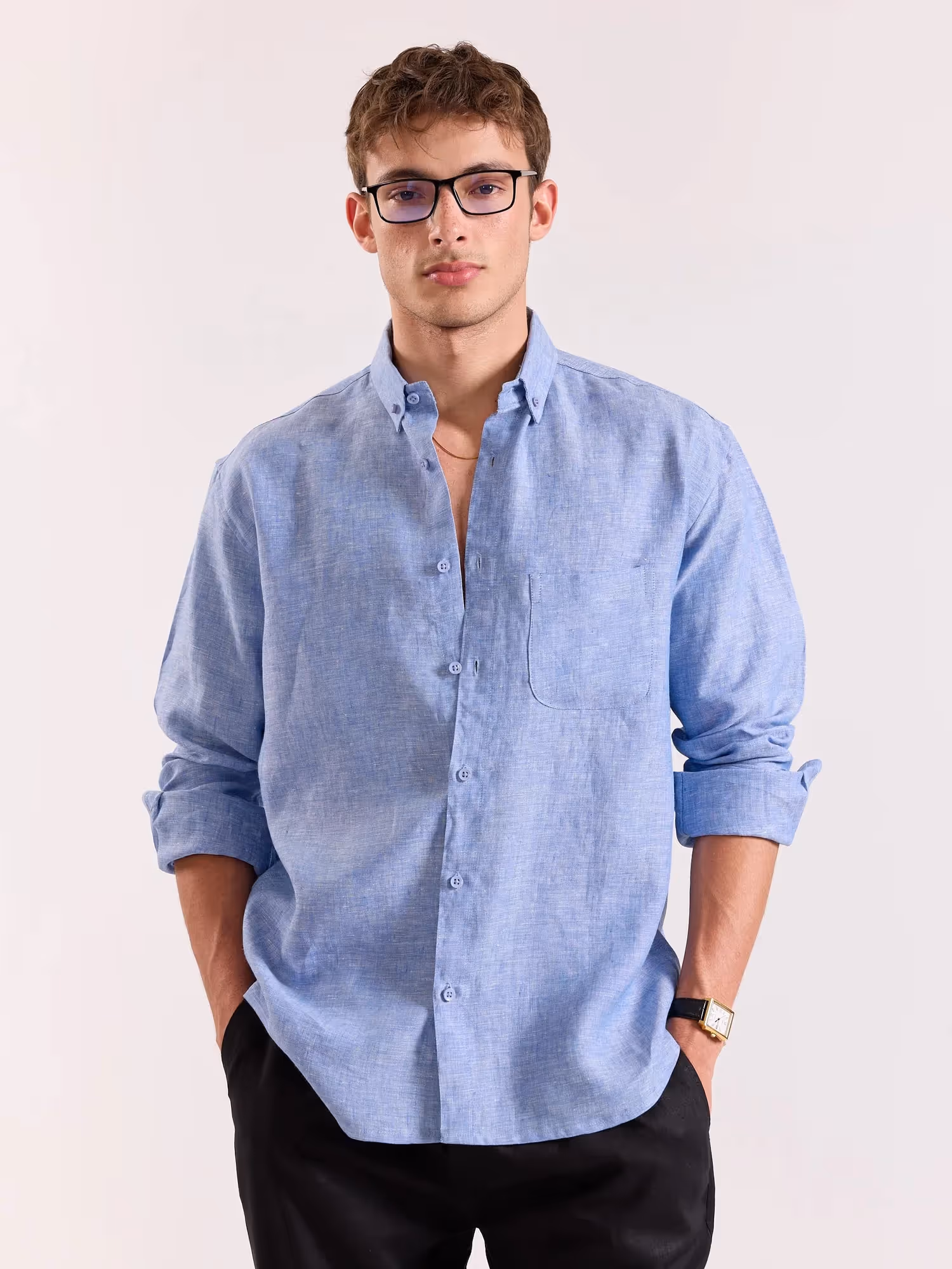 Blue Chambray Irish Linen Shirt image 3