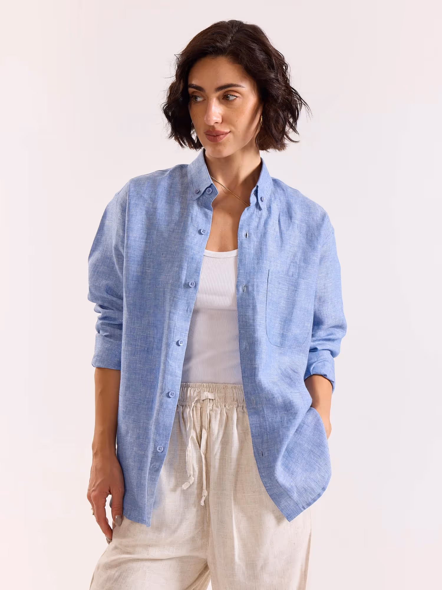 Blue Chambray Irish Linen Shirt image 4