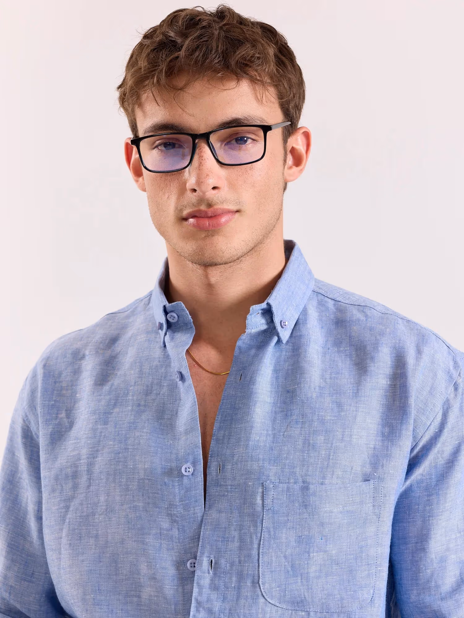 Blue Chambray Irish Linen Shirt image 5