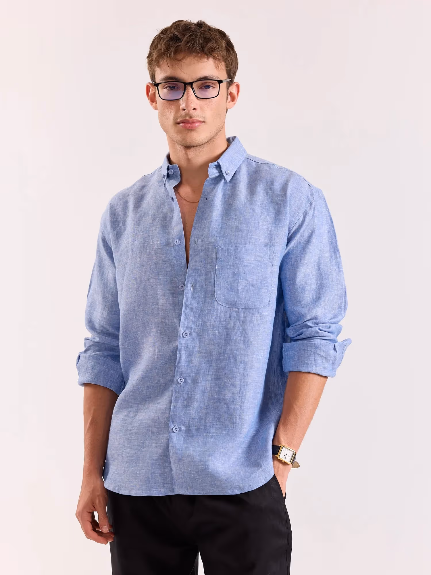 Blue Chambray Irish Linen Shirt image 6