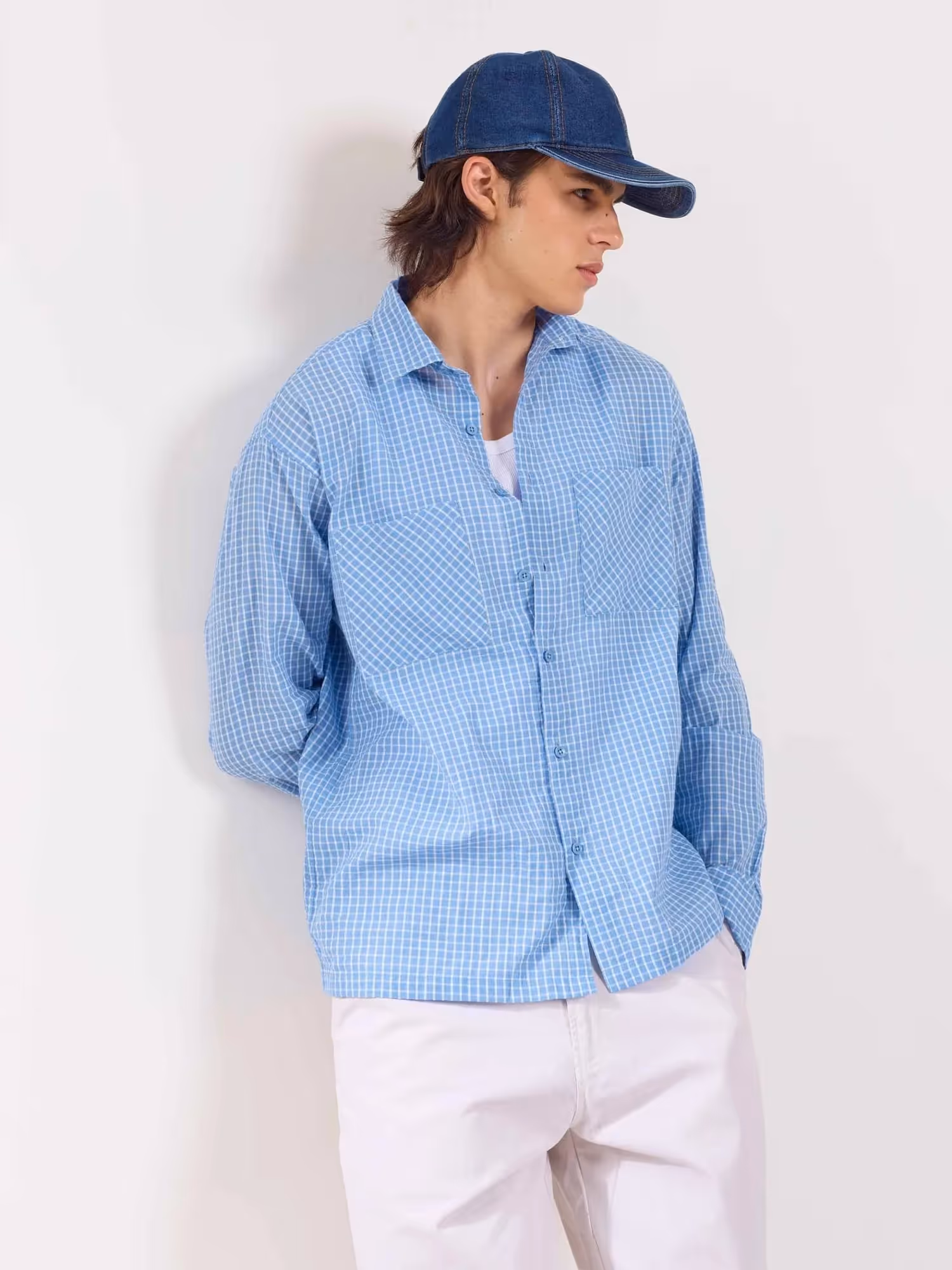 Blue Checked Holiday Shirt image 5
