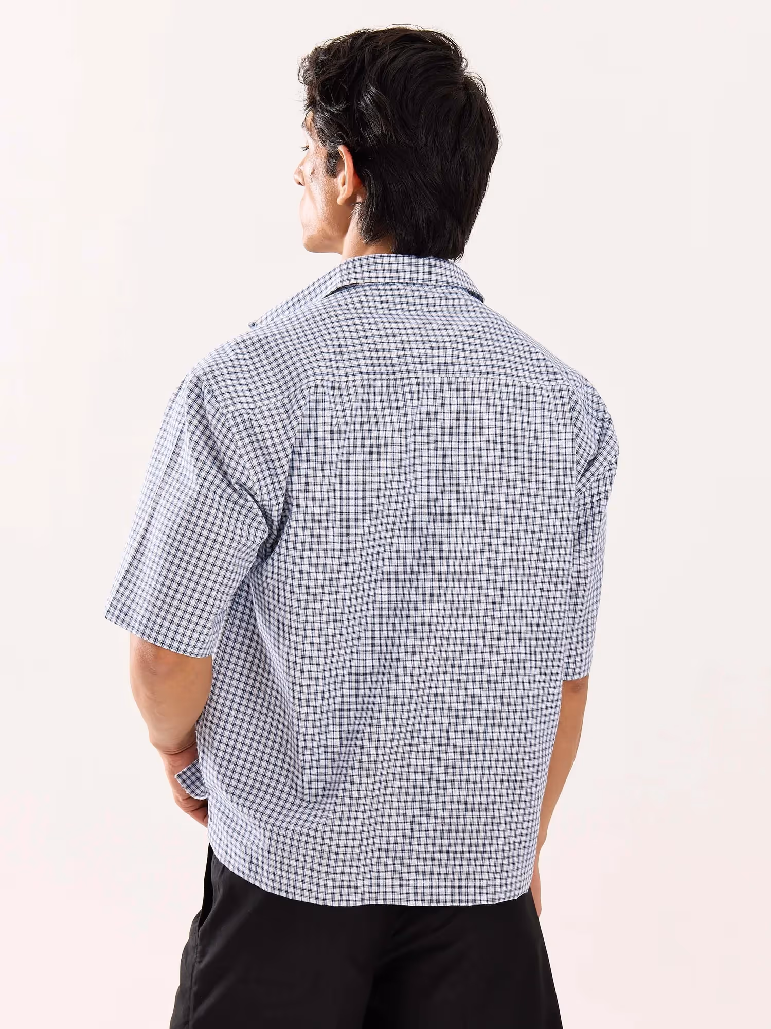 Blue Checkered Cropped Shirt  image 8
