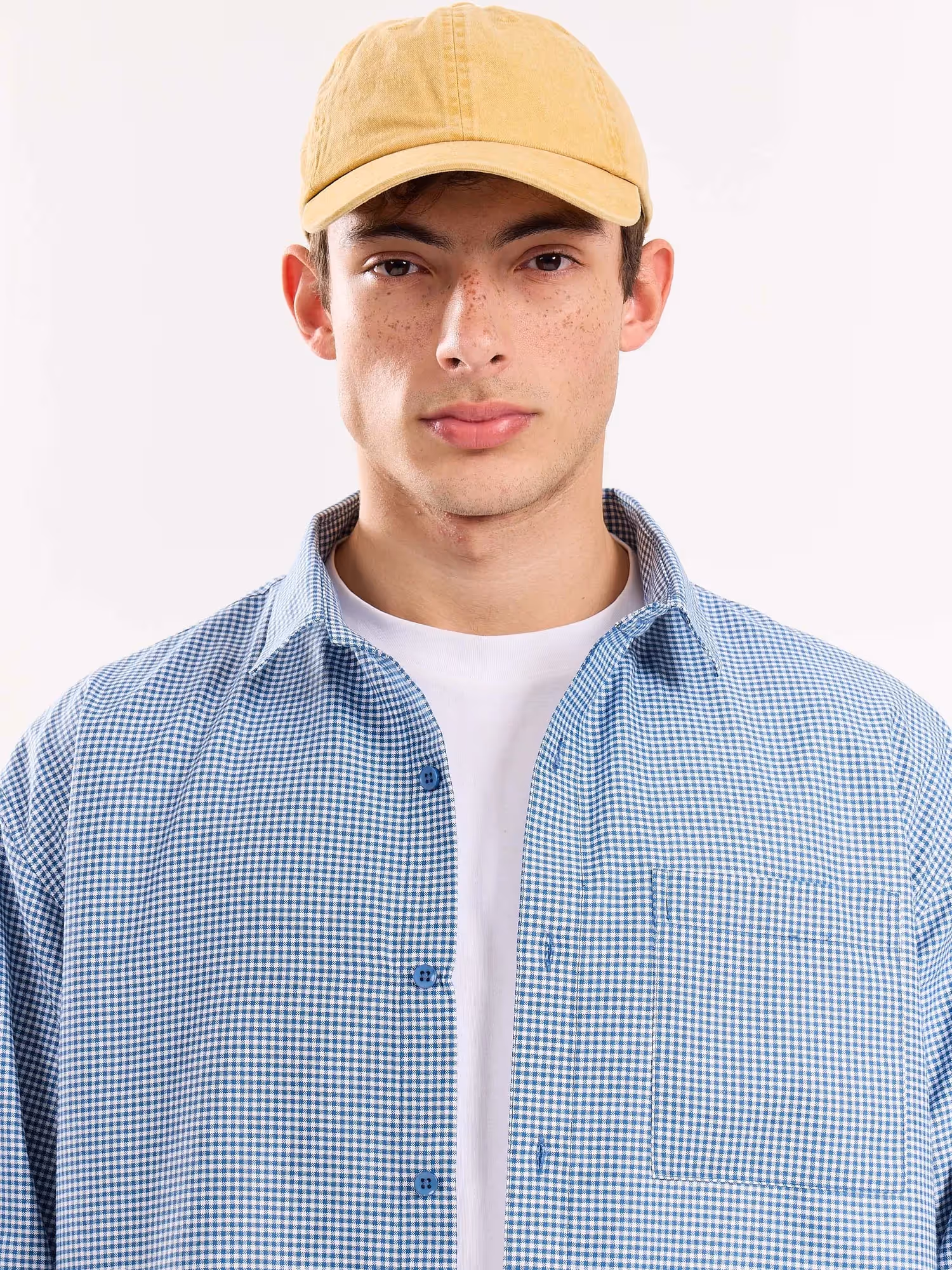 Blue Checkered Oversized Cropped Shirt  image 5